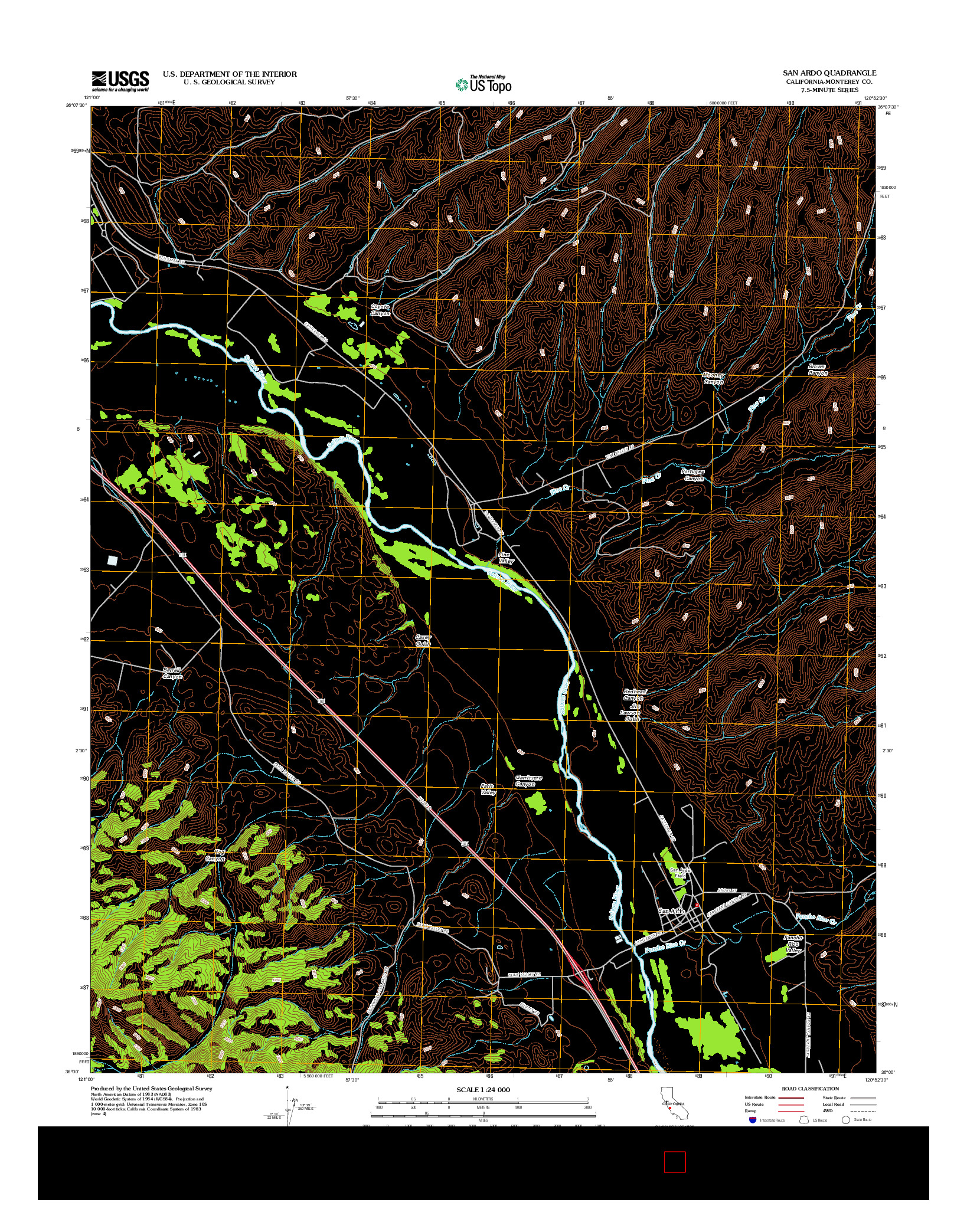 USGS US TOPO 7.5-MINUTE MAP FOR SAN ARDO, CA 2012