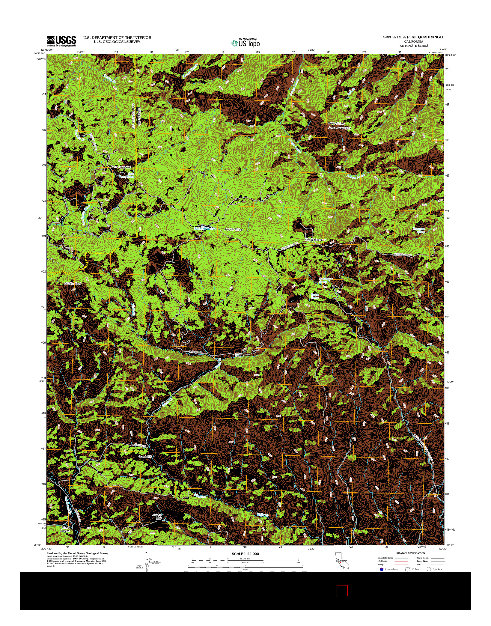 USGS US TOPO 7.5-MINUTE MAP FOR SANTA RITA PEAK, CA 2012