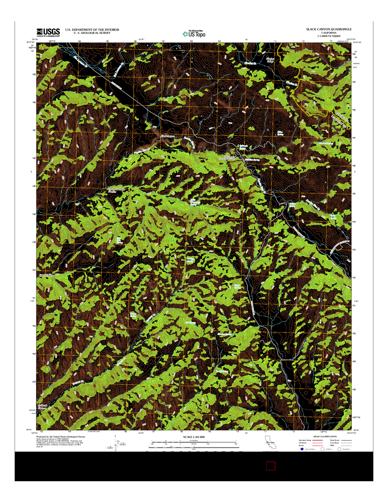 USGS US TOPO 7.5-MINUTE MAP FOR SLACK CANYON, CA 2012