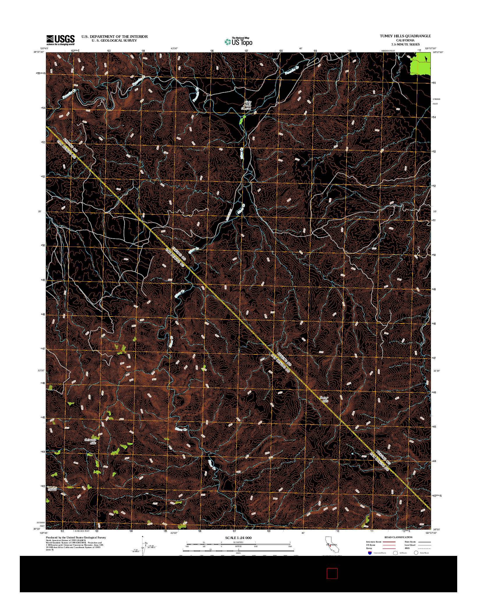 USGS US TOPO 7.5-MINUTE MAP FOR TUMEY HILLS, CA 2012