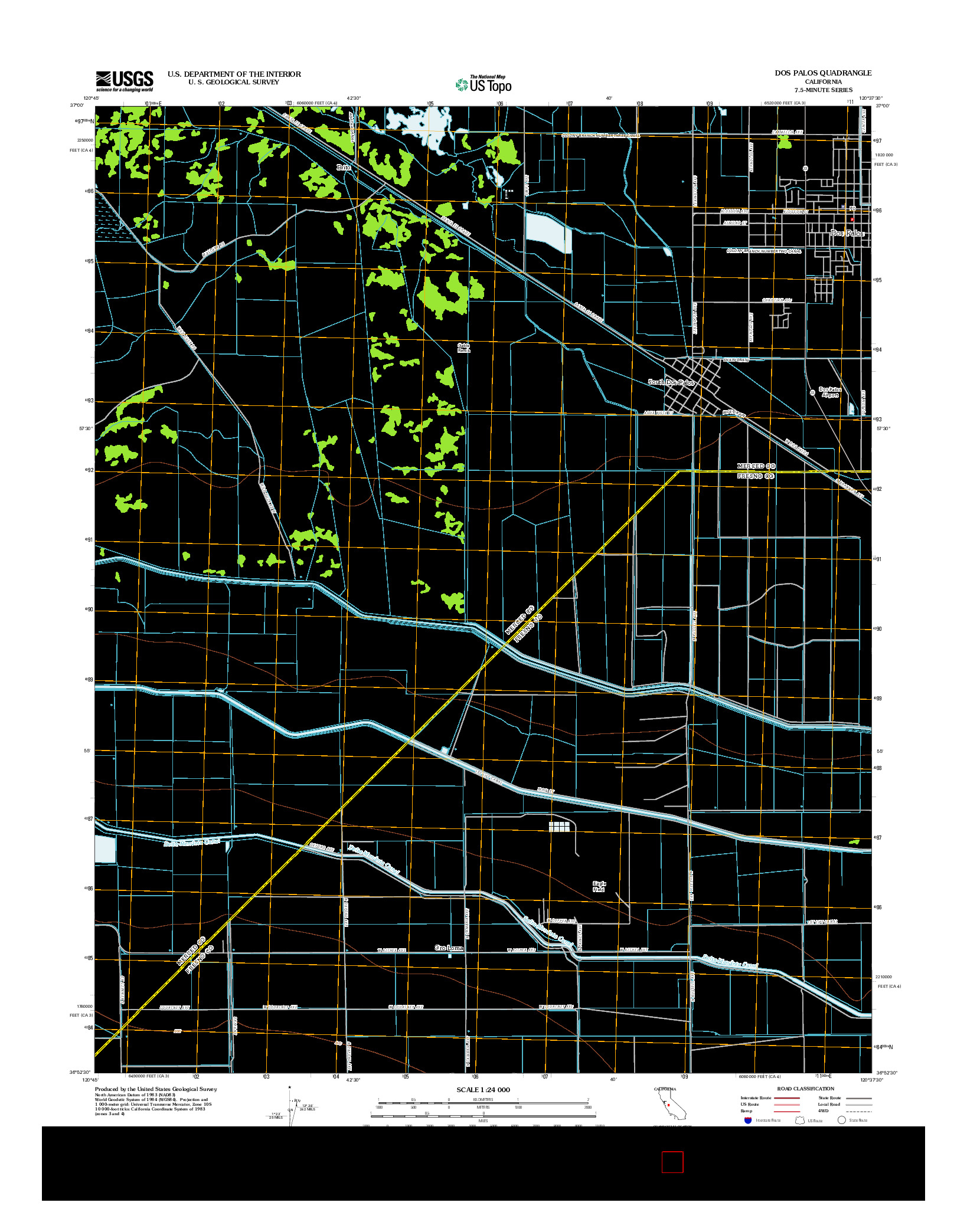 USGS US TOPO 7.5-MINUTE MAP FOR DOS PALOS, CA 2012