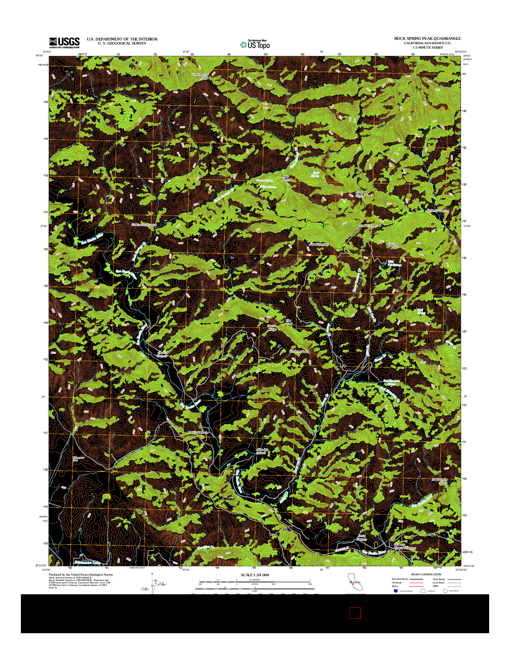 USGS US TOPO 7.5-MINUTE MAP FOR ROCK SPRING PEAK, CA 2012