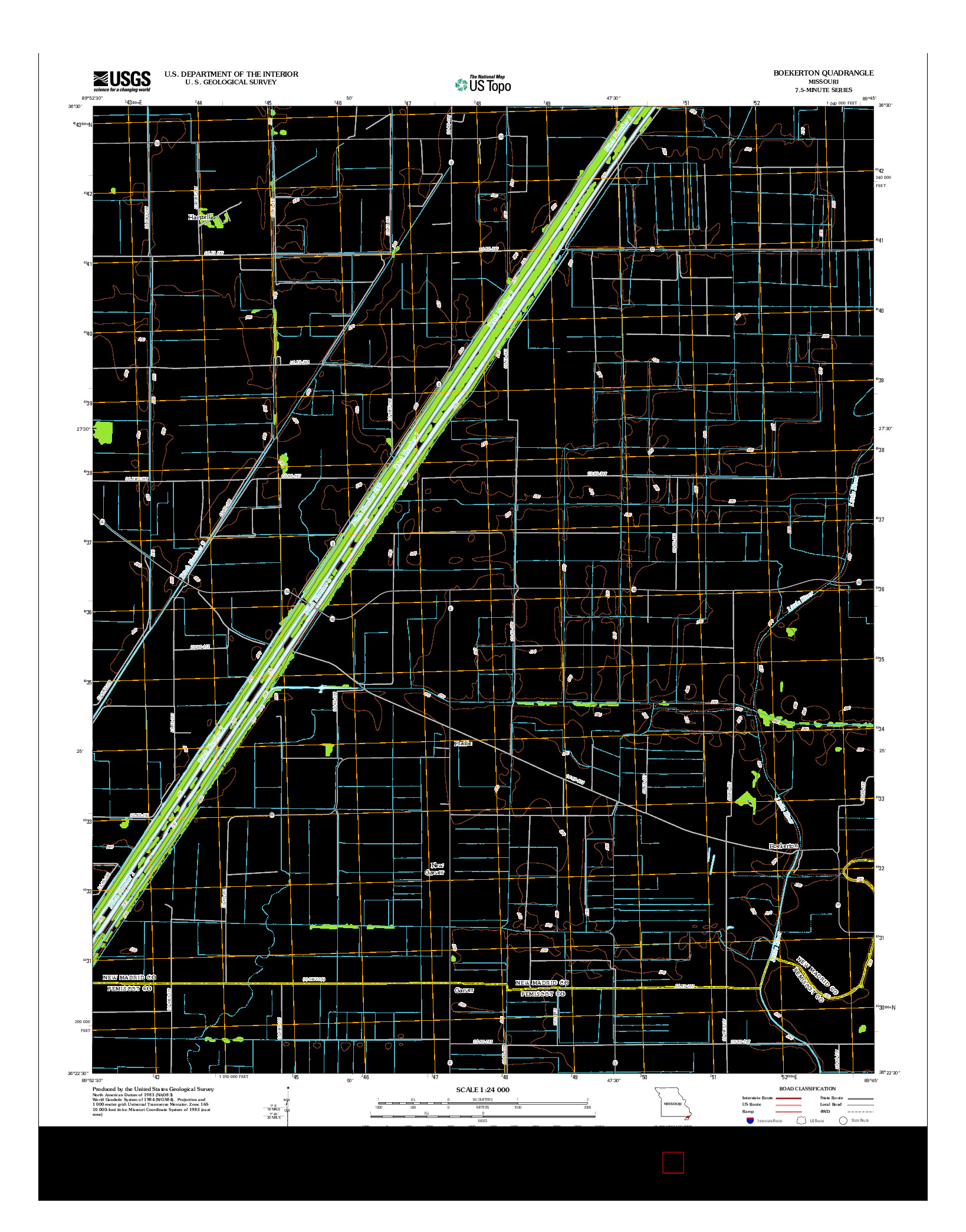 USGS US TOPO 7.5-MINUTE MAP FOR BOEKERTON, MO 2012