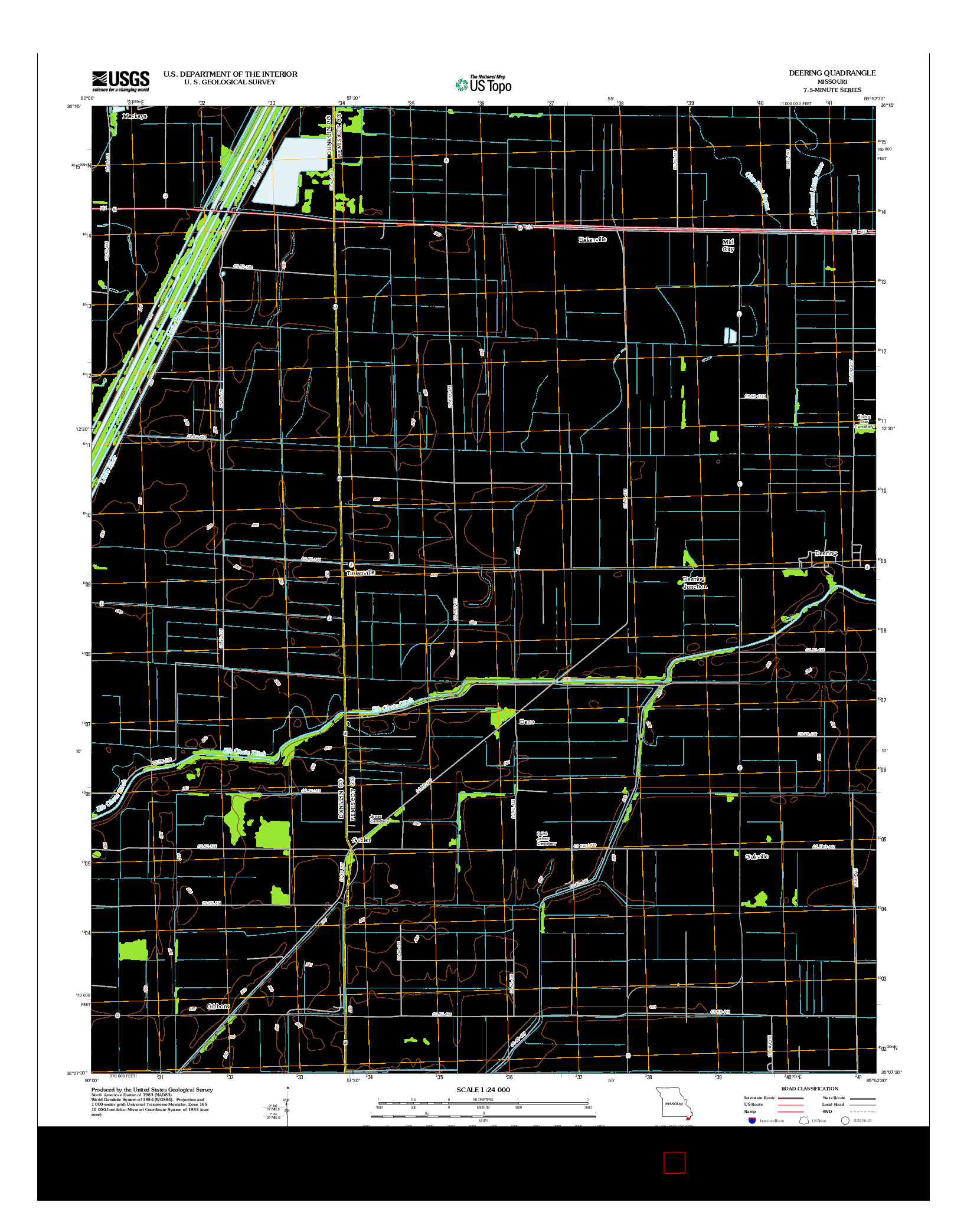 USGS US TOPO 7.5-MINUTE MAP FOR DEERING, MO 2012