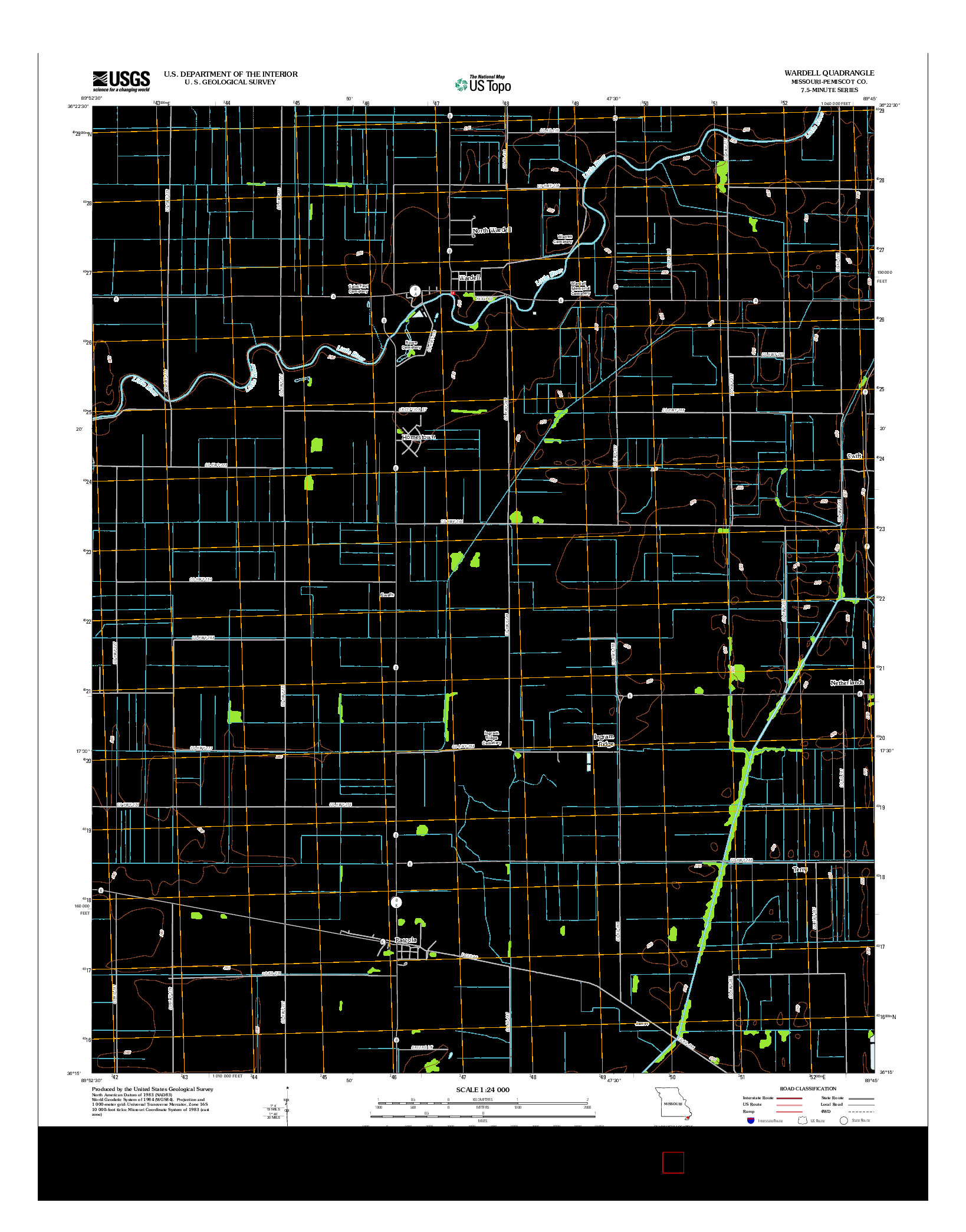 USGS US TOPO 7.5-MINUTE MAP FOR WARDELL, MO 2012