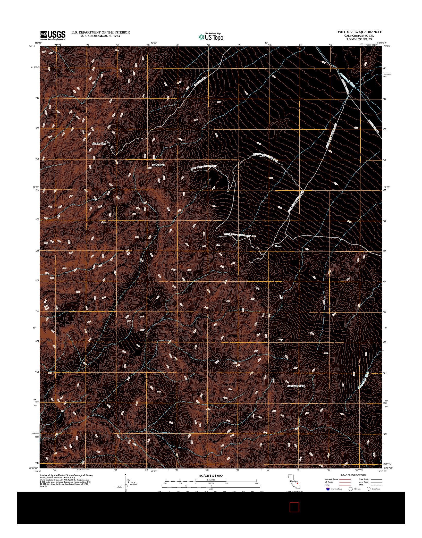 USGS US TOPO 7.5-MINUTE MAP FOR DANTES VIEW, CA 2012