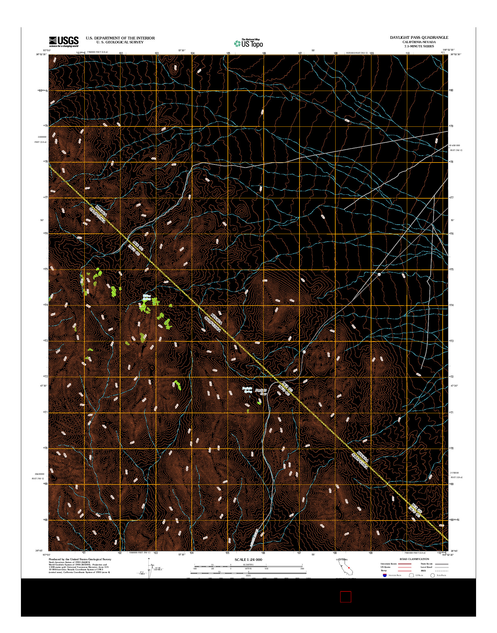 USGS US TOPO 7.5-MINUTE MAP FOR DAYLIGHT PASS, CA-NV 2012