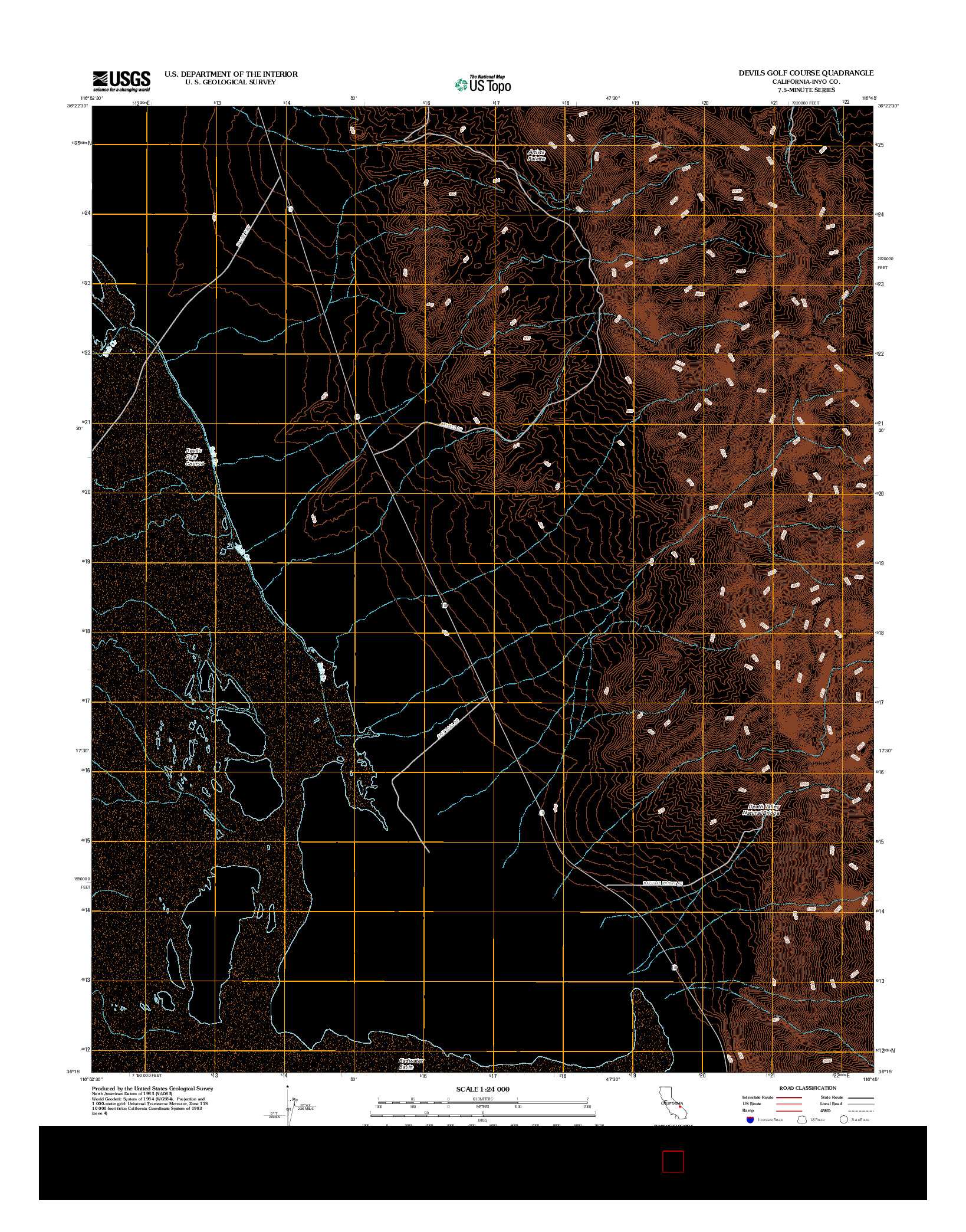 USGS US TOPO 7.5-MINUTE MAP FOR DEVILS GOLF COURSE, CA 2012