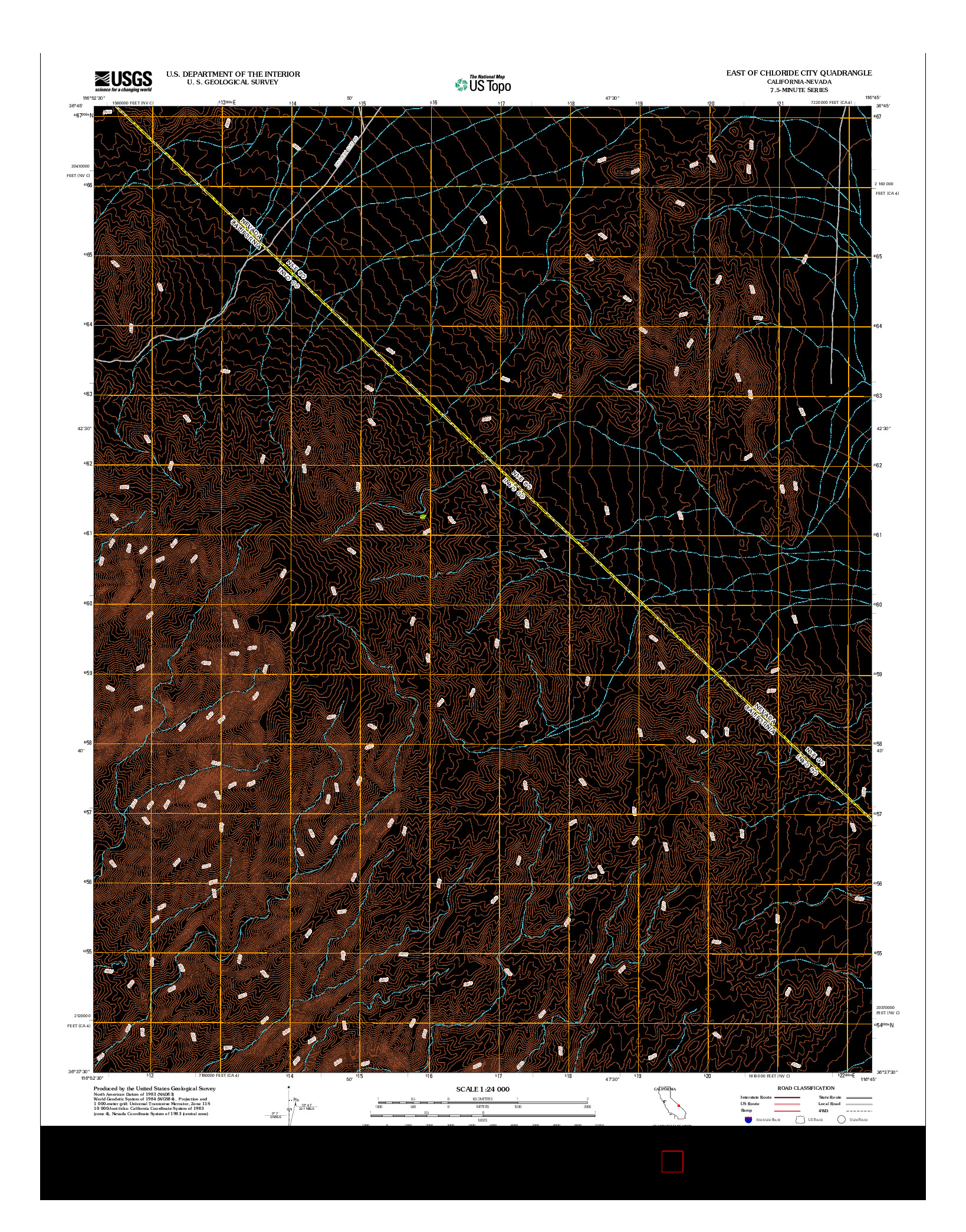 USGS US TOPO 7.5-MINUTE MAP FOR EAST OF CHLORIDE CITY, CA-NV 2012