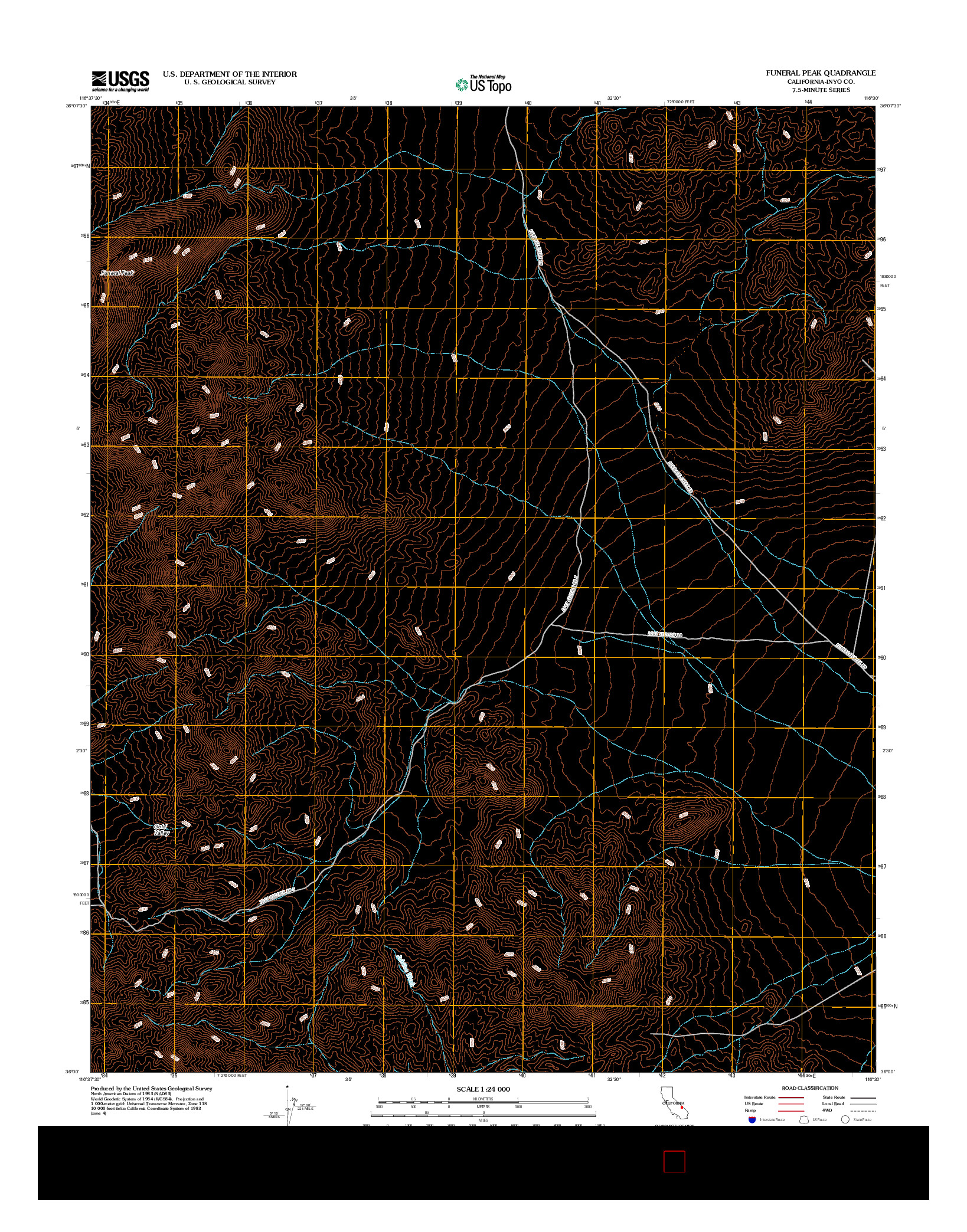 USGS US TOPO 7.5-MINUTE MAP FOR FUNERAL PEAK, CA 2012