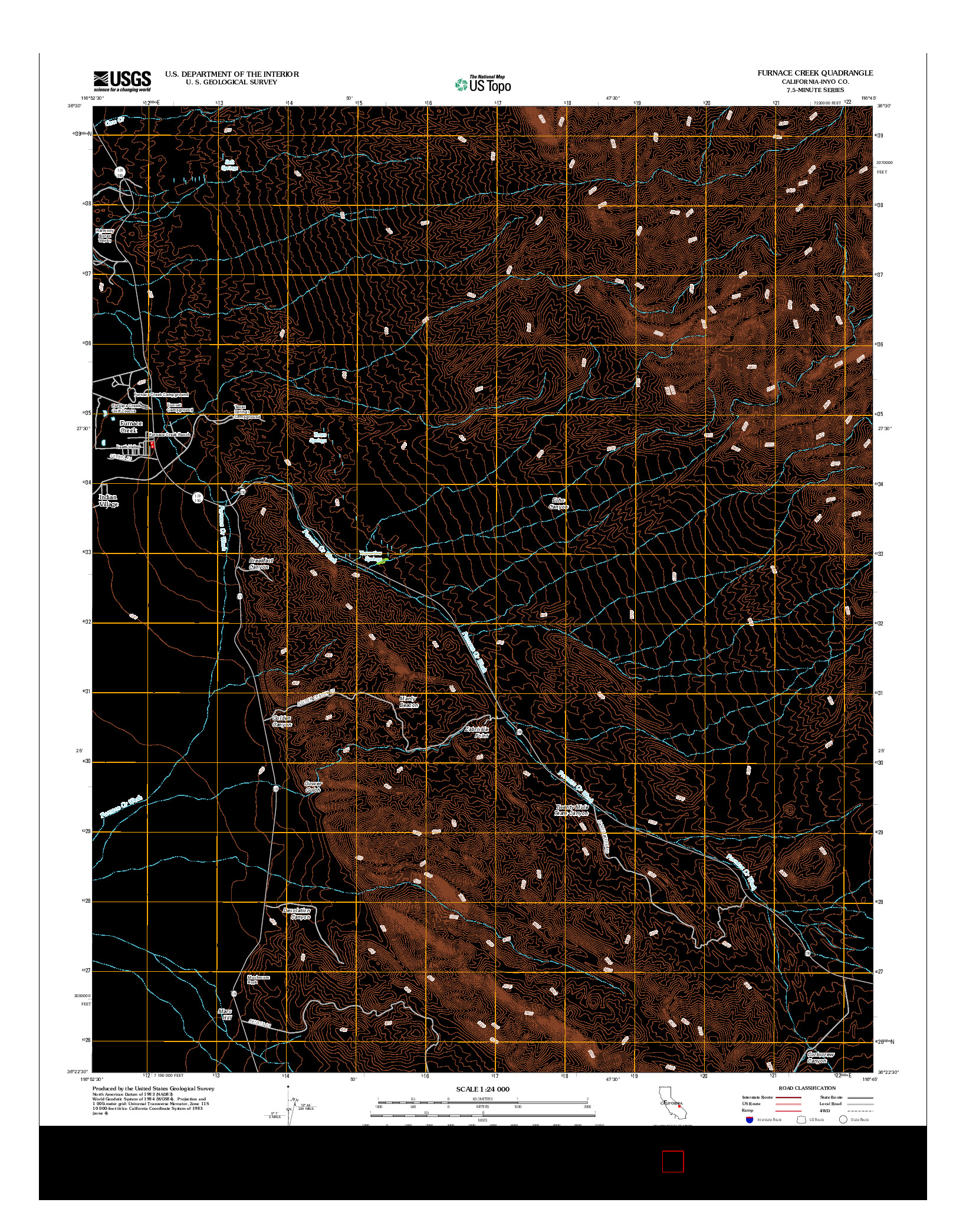 USGS US TOPO 7.5-MINUTE MAP FOR FURNACE CREEK, CA 2012