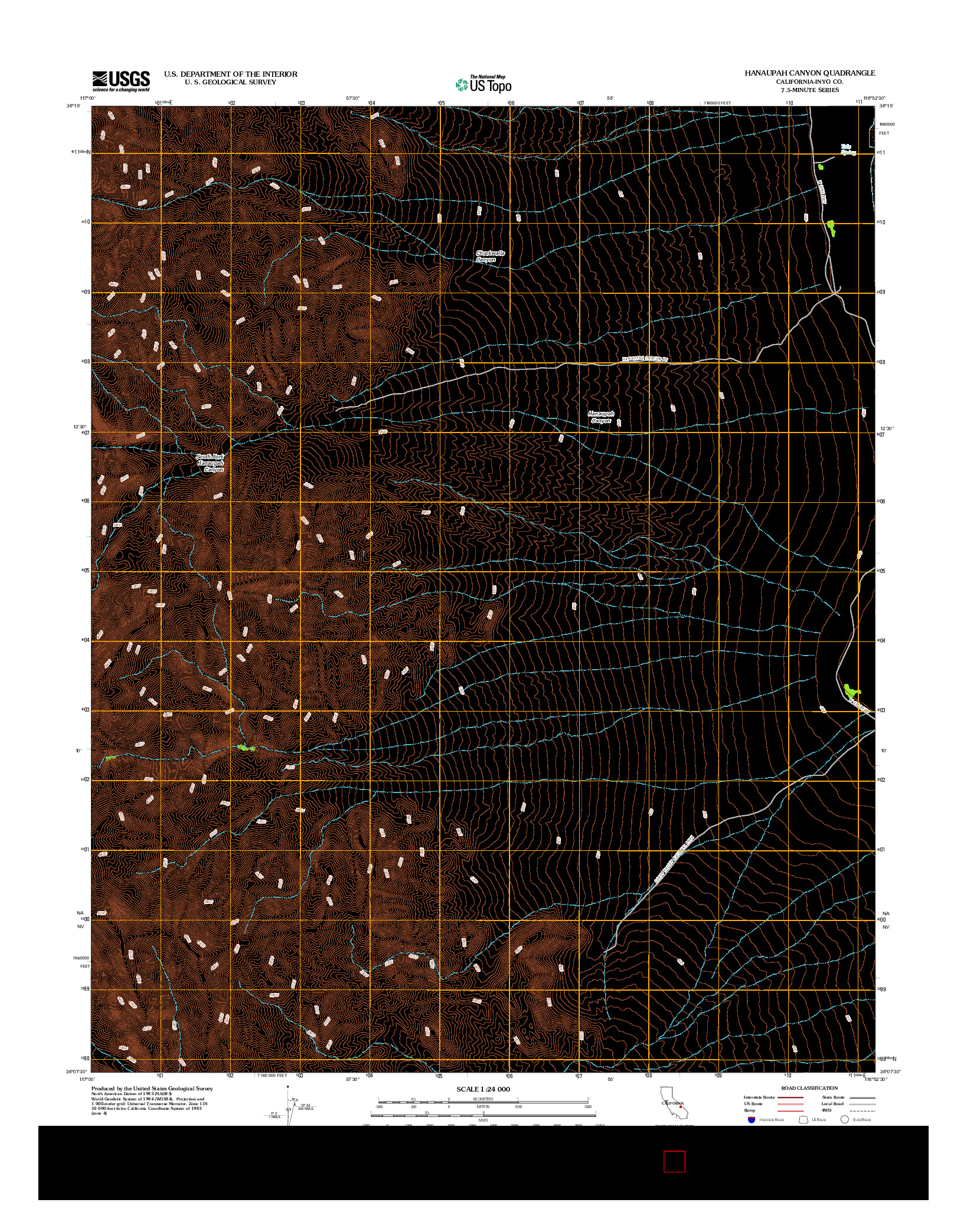 USGS US TOPO 7.5-MINUTE MAP FOR HANAUPAH CANYON, CA 2012