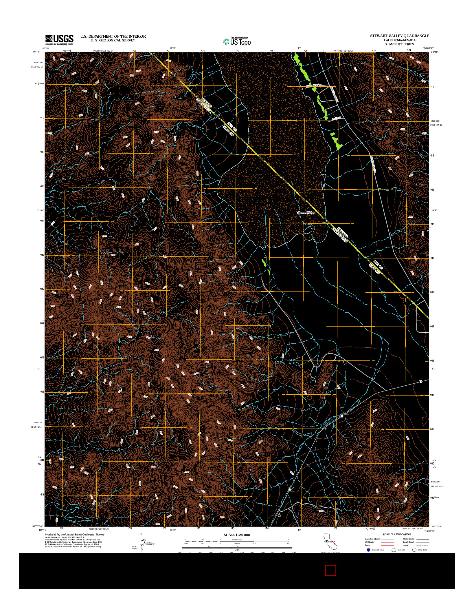 USGS US TOPO 7.5-MINUTE MAP FOR STEWART VALLEY, CA-NV 2012