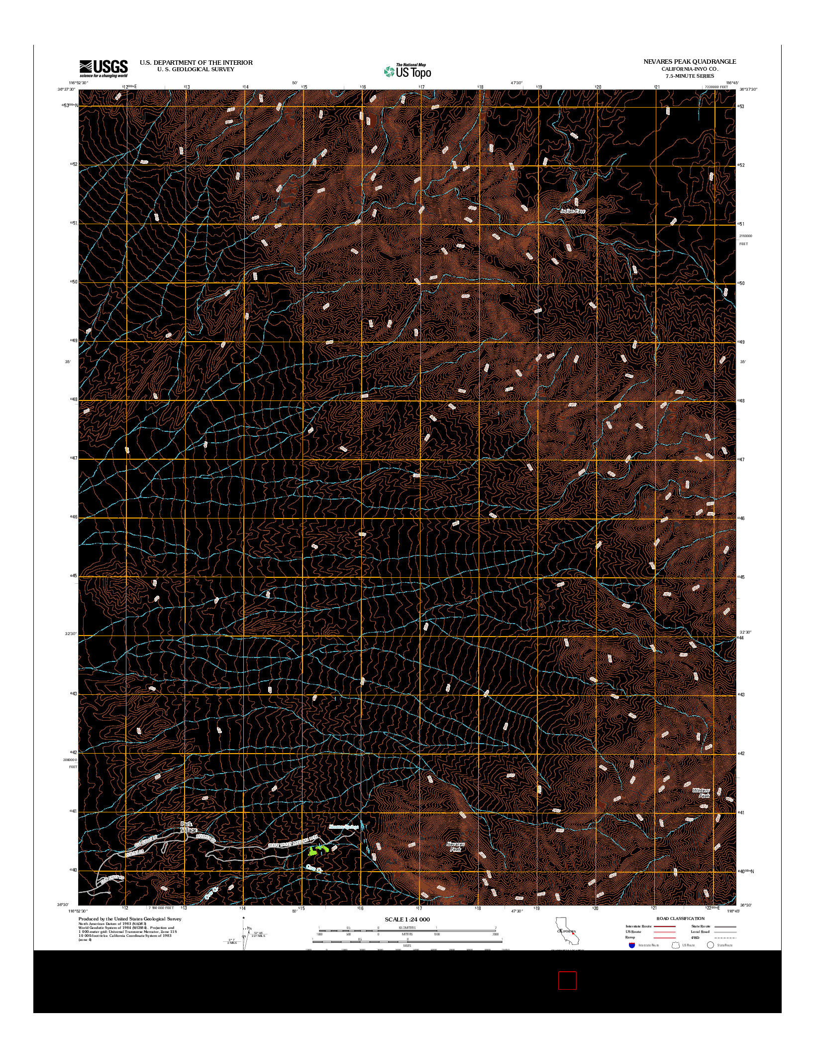 USGS US TOPO 7.5-MINUTE MAP FOR NEVARES PEAK, CA 2012