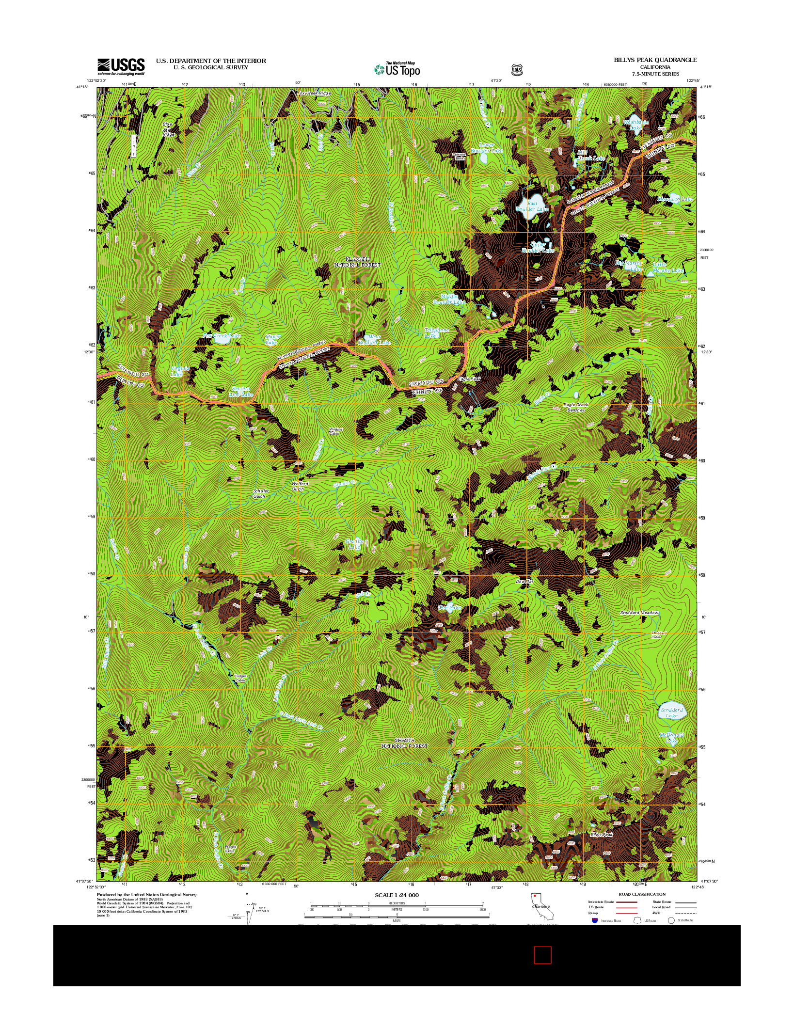 USGS US TOPO 7.5-MINUTE MAP FOR BILLYS PEAK, CA 2012