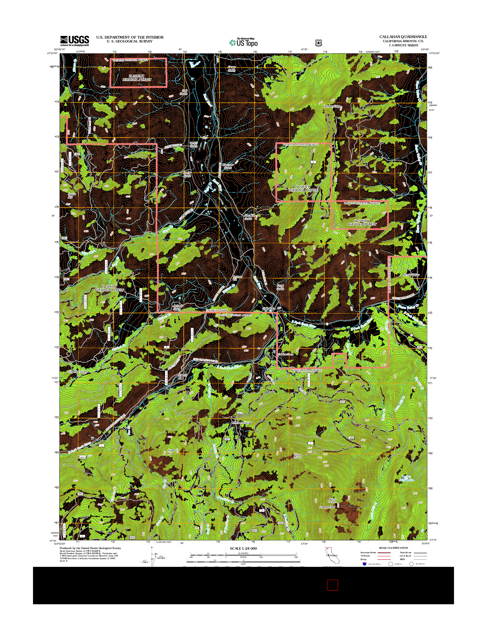 USGS US TOPO 7.5-MINUTE MAP FOR CALLAHAN, CA 2012