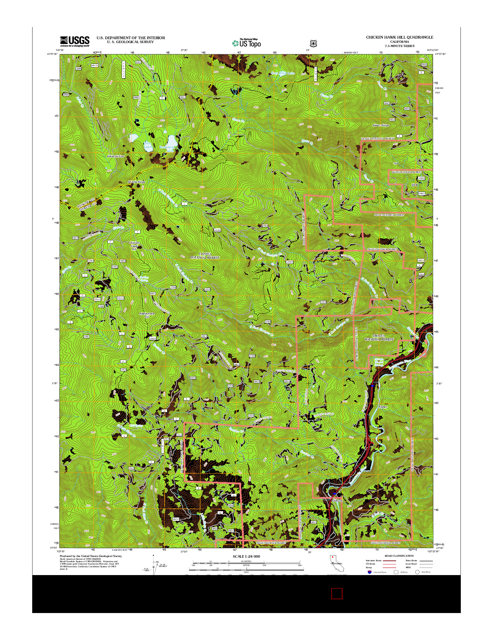 USGS US TOPO 7.5-MINUTE MAP FOR CHICKEN HAWK HILL, CA 2012