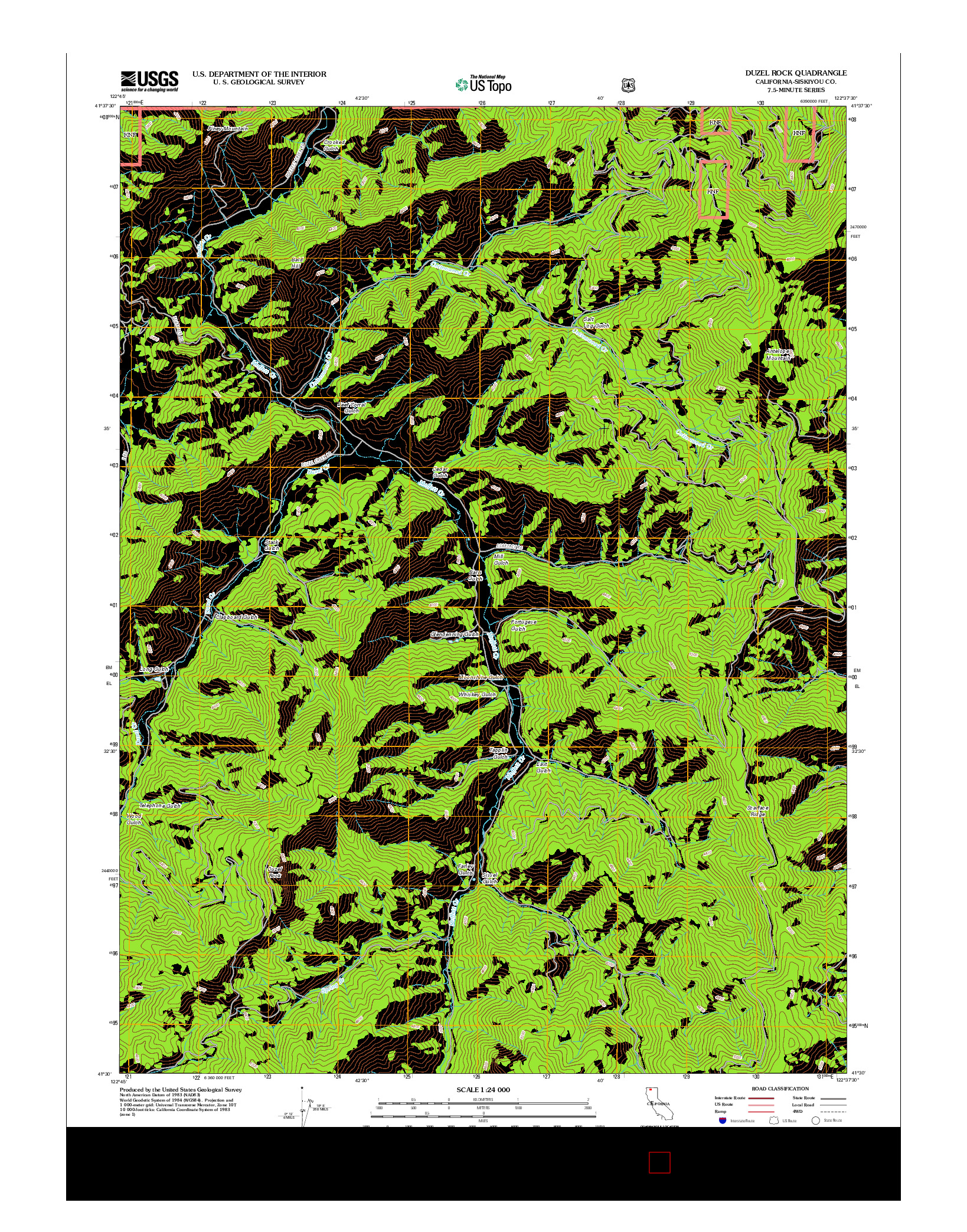 USGS US TOPO 7.5-MINUTE MAP FOR DUZEL ROCK, CA 2012