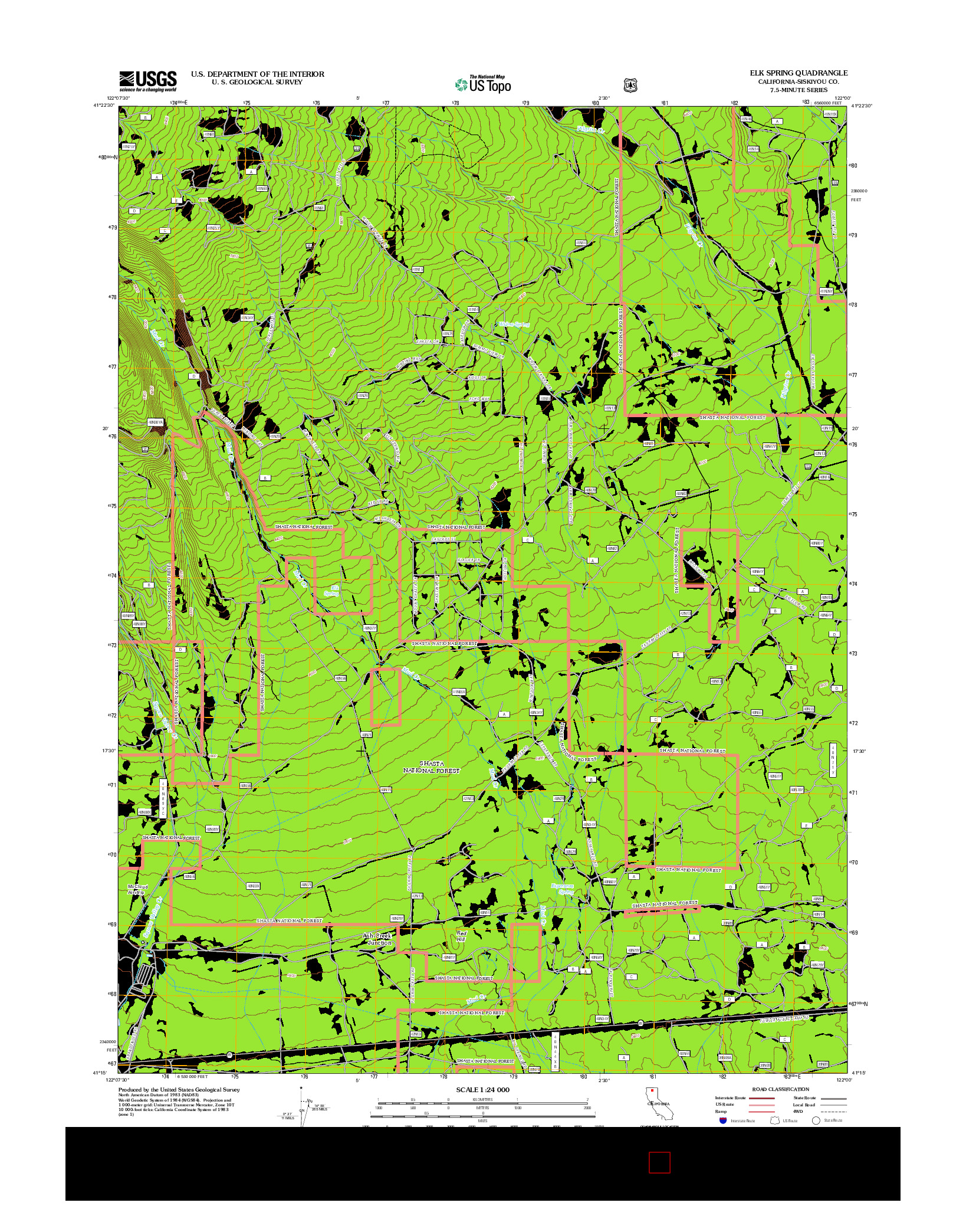 USGS US TOPO 7.5-MINUTE MAP FOR ELK SPRING, CA 2012