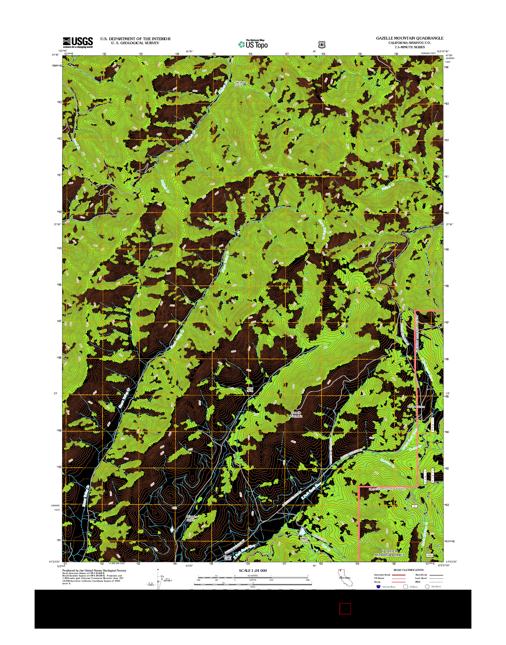 USGS US TOPO 7.5-MINUTE MAP FOR GAZELLE MOUNTAIN, CA 2012