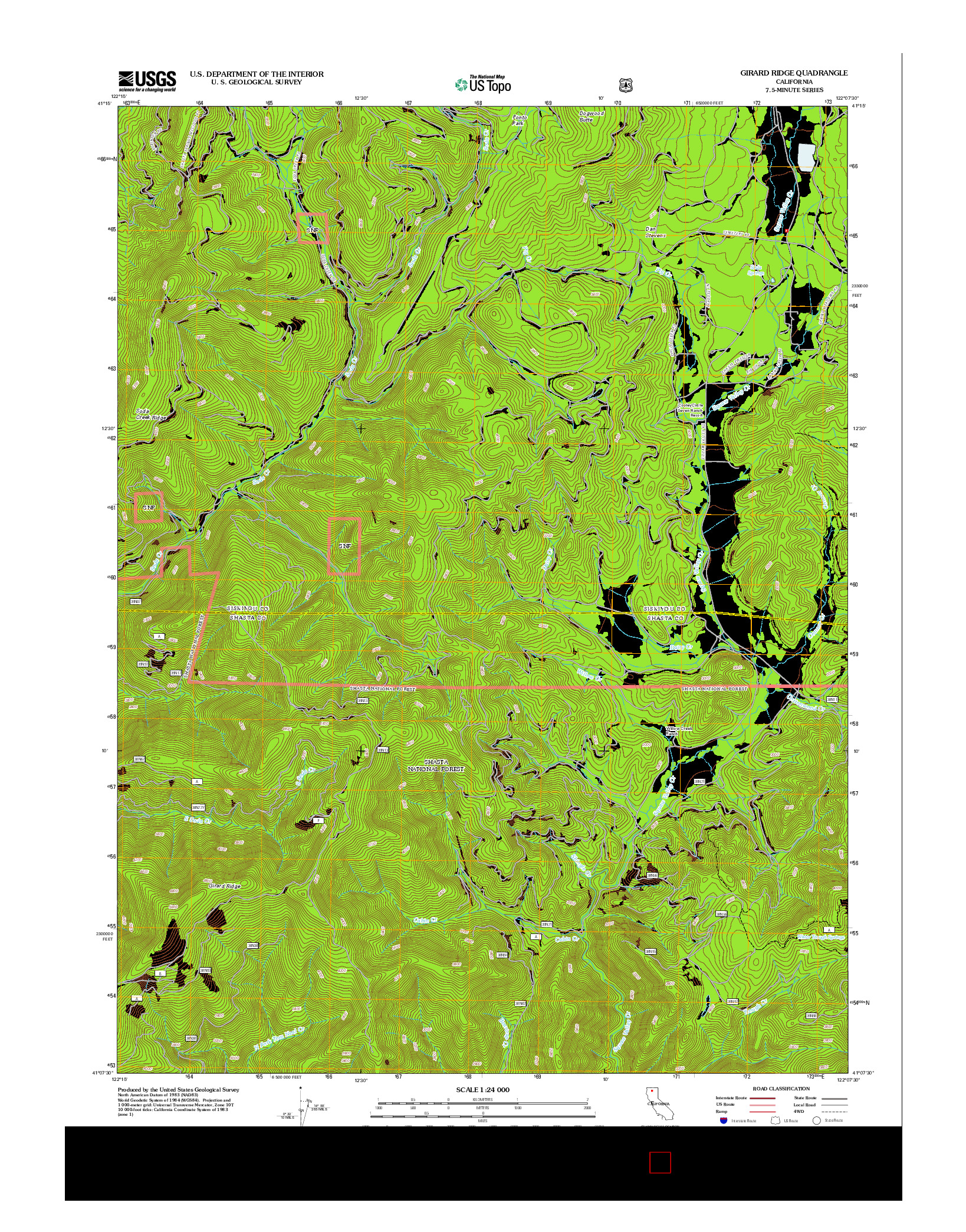 USGS US TOPO 7.5-MINUTE MAP FOR GIRARD RIDGE, CA 2012