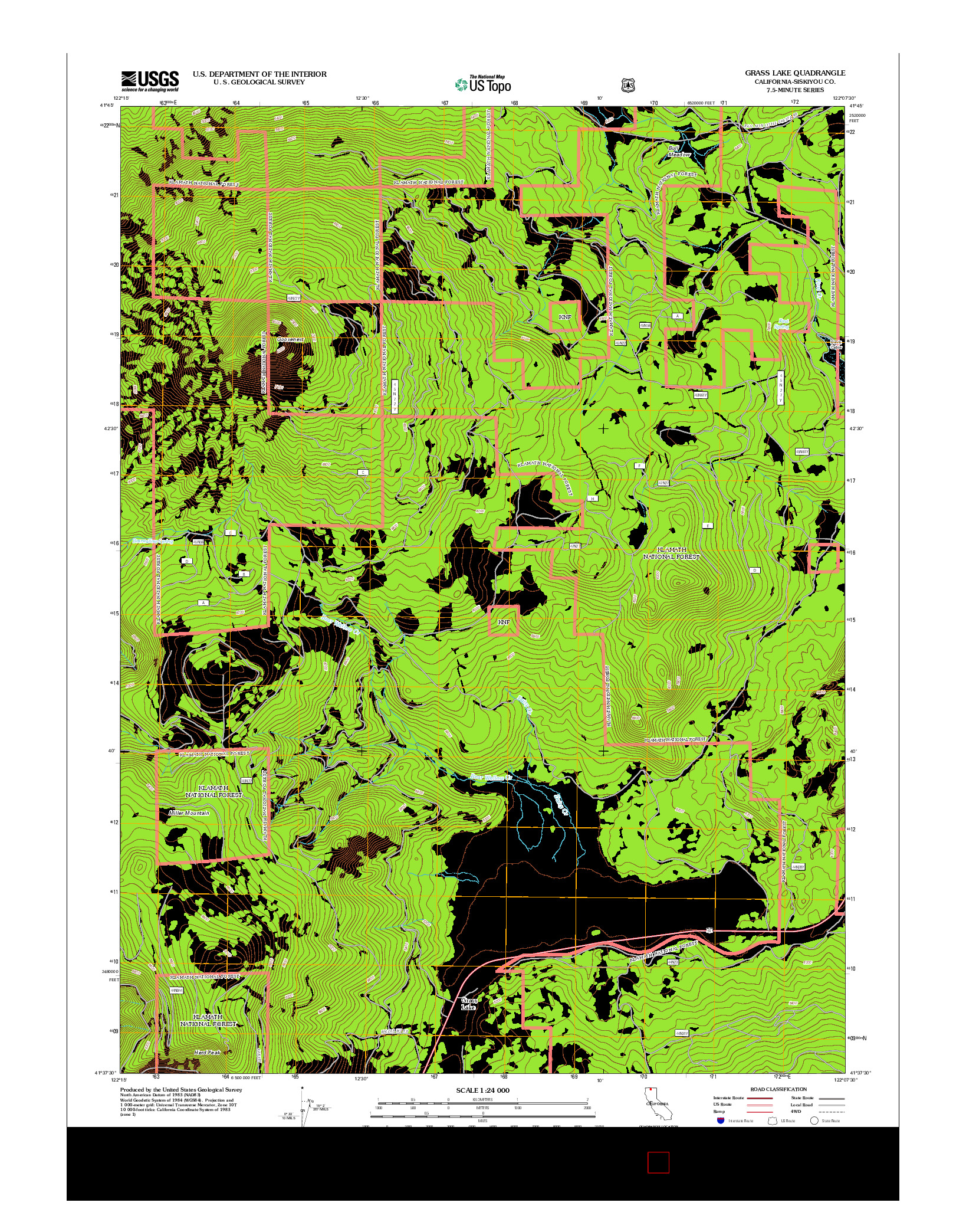 USGS US TOPO 7.5-MINUTE MAP FOR GRASS LAKE, CA 2012