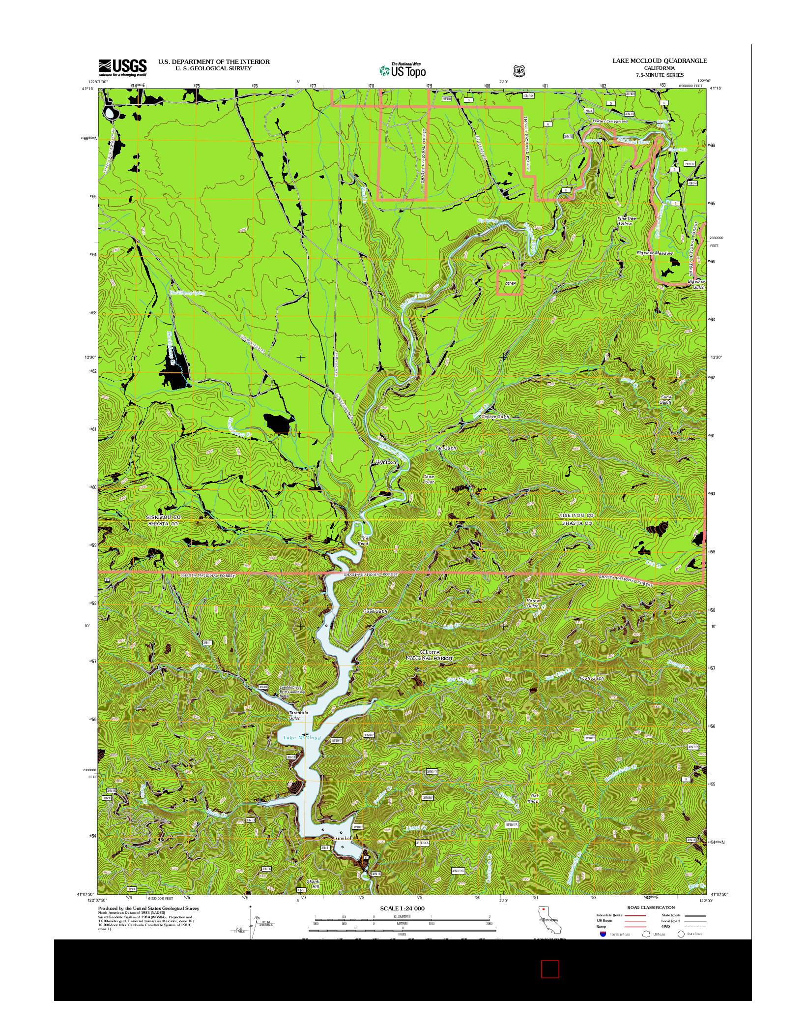 USGS US TOPO 7.5-MINUTE MAP FOR LAKE MCCLOUD, CA 2012