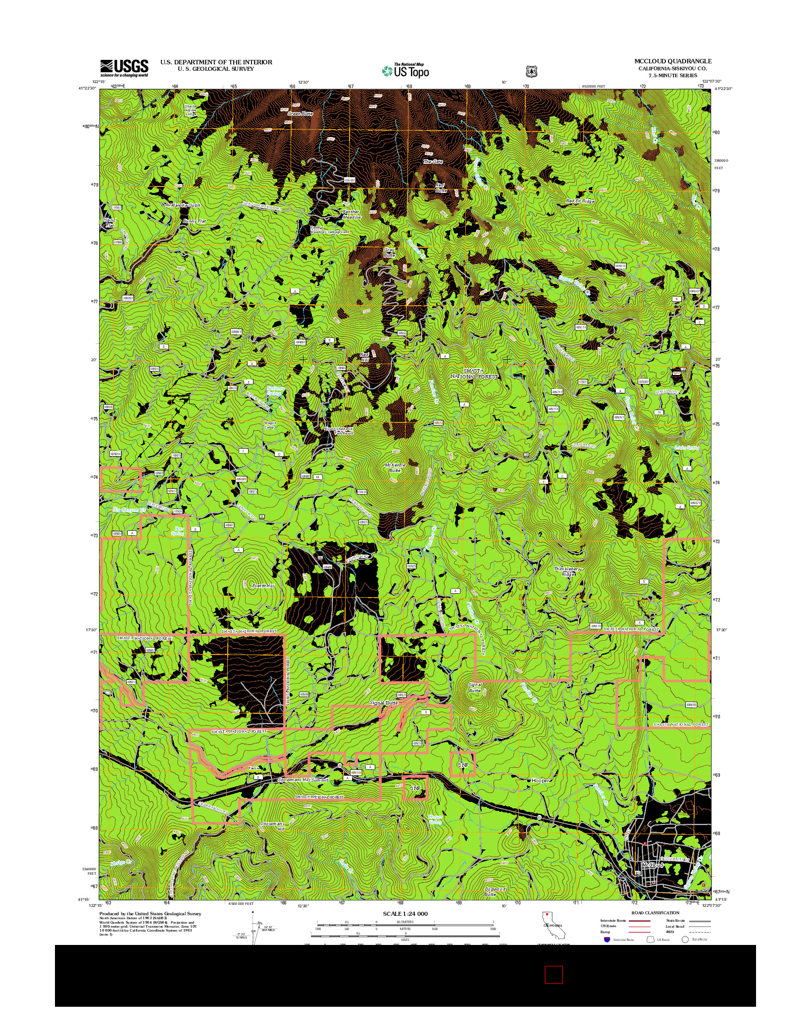 USGS US TOPO 7.5-MINUTE MAP FOR MCCLOUD, CA 2012