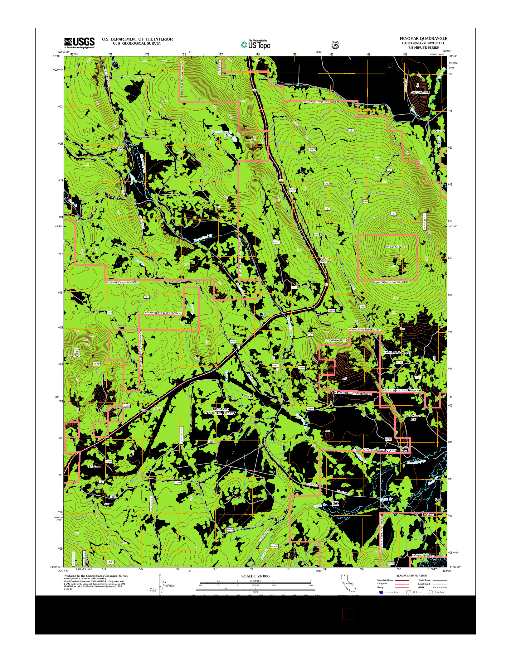 USGS US TOPO 7.5-MINUTE MAP FOR PENOYAR, CA 2012