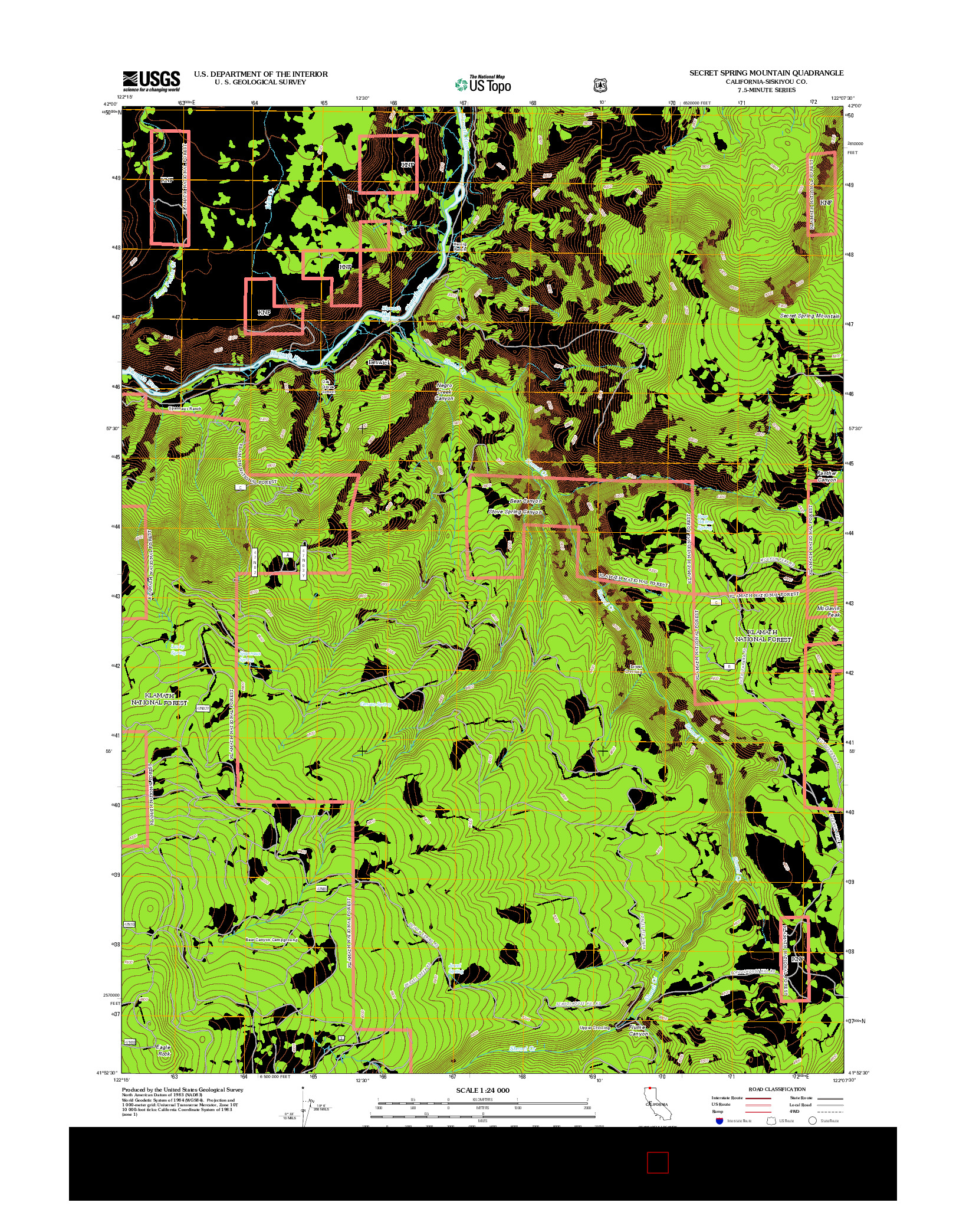 USGS US TOPO 7.5-MINUTE MAP FOR SECRET SPRING MOUNTAIN, CA 2012