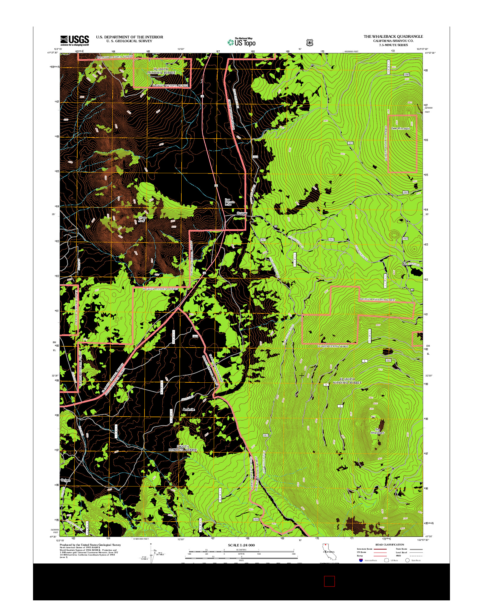 USGS US TOPO 7.5-MINUTE MAP FOR THE WHALEBACK, CA 2012