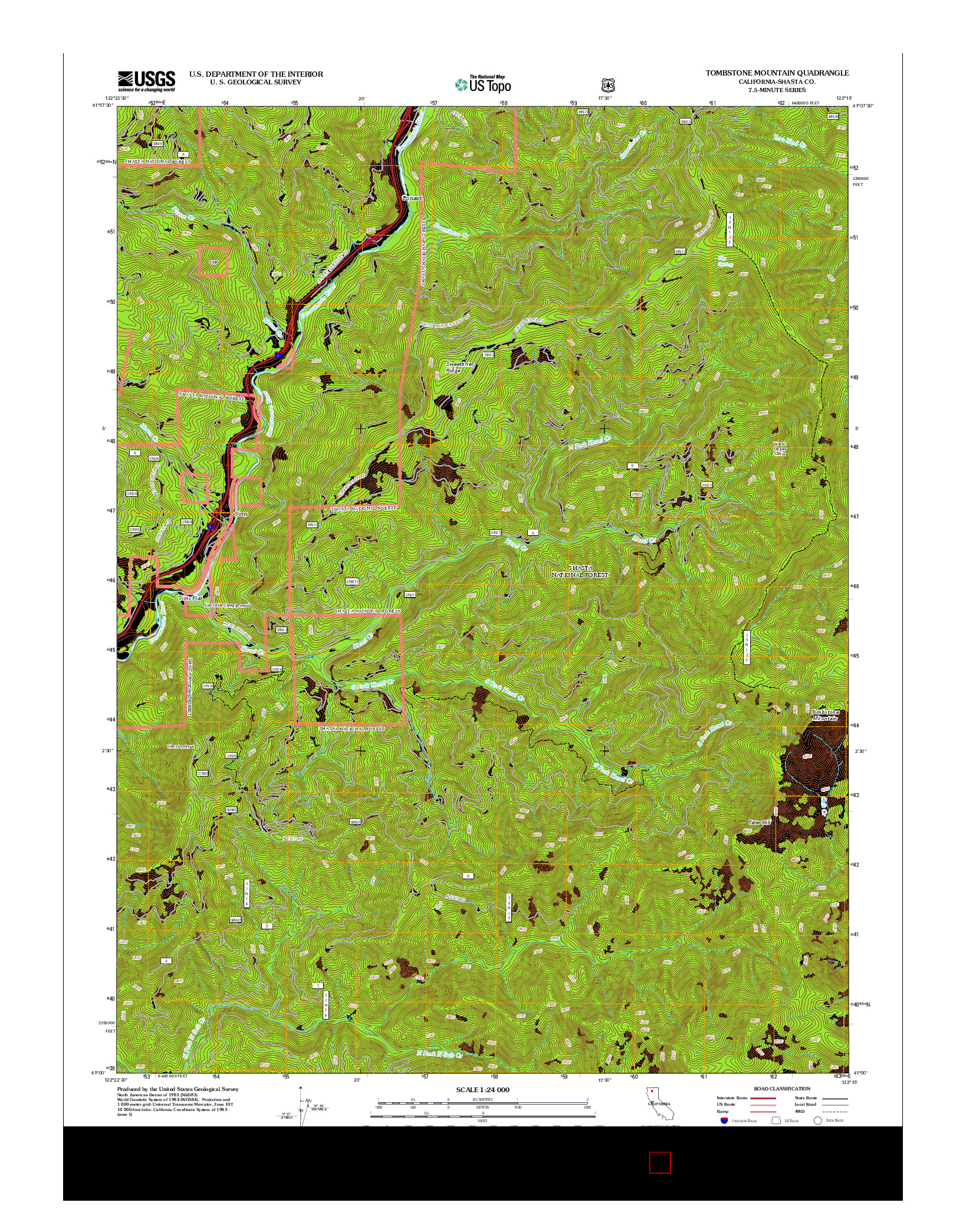 USGS US TOPO 7.5-MINUTE MAP FOR TOMBSTONE MOUNTAIN, CA 2012