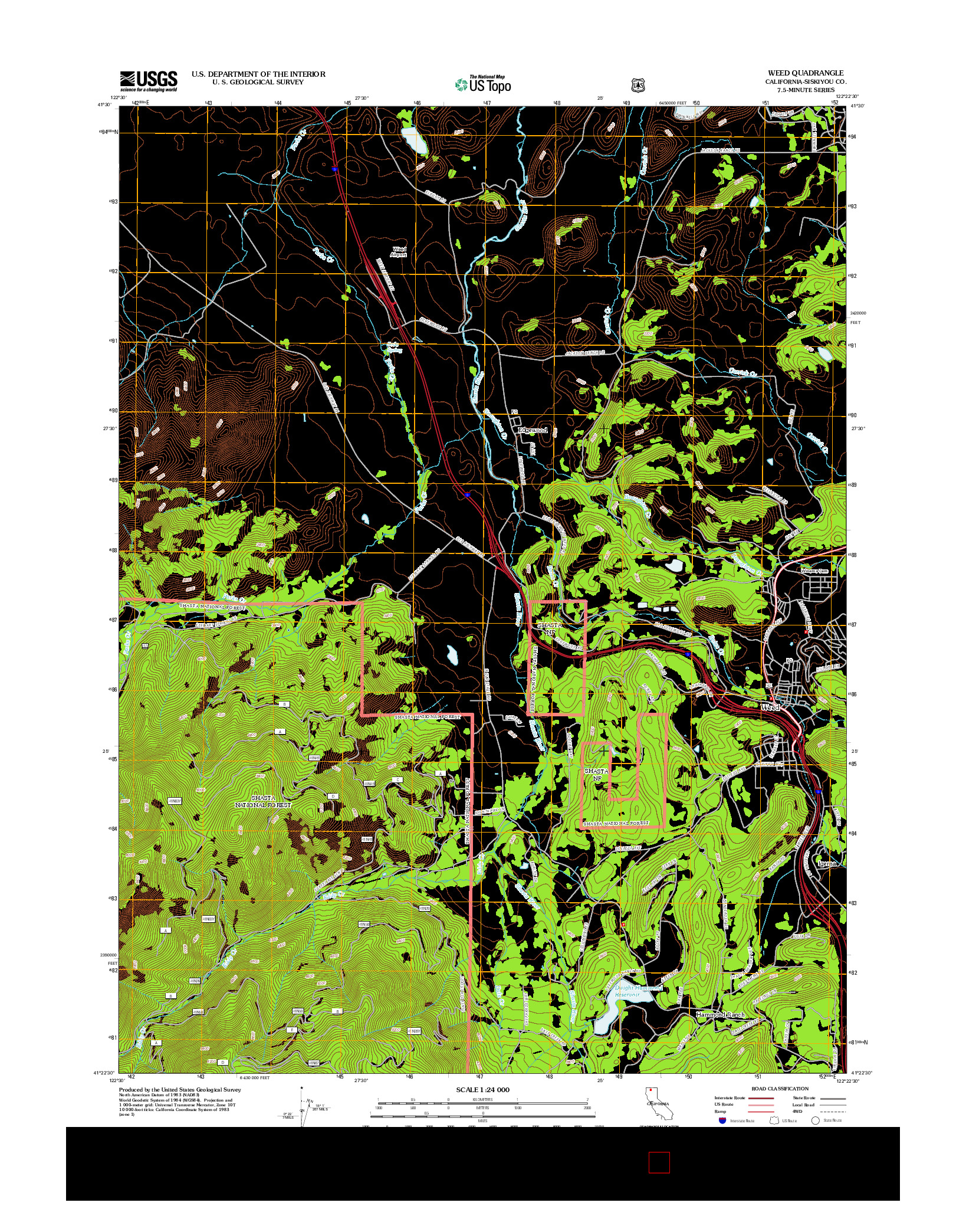 USGS US TOPO 7.5-MINUTE MAP FOR WEED, CA 2012