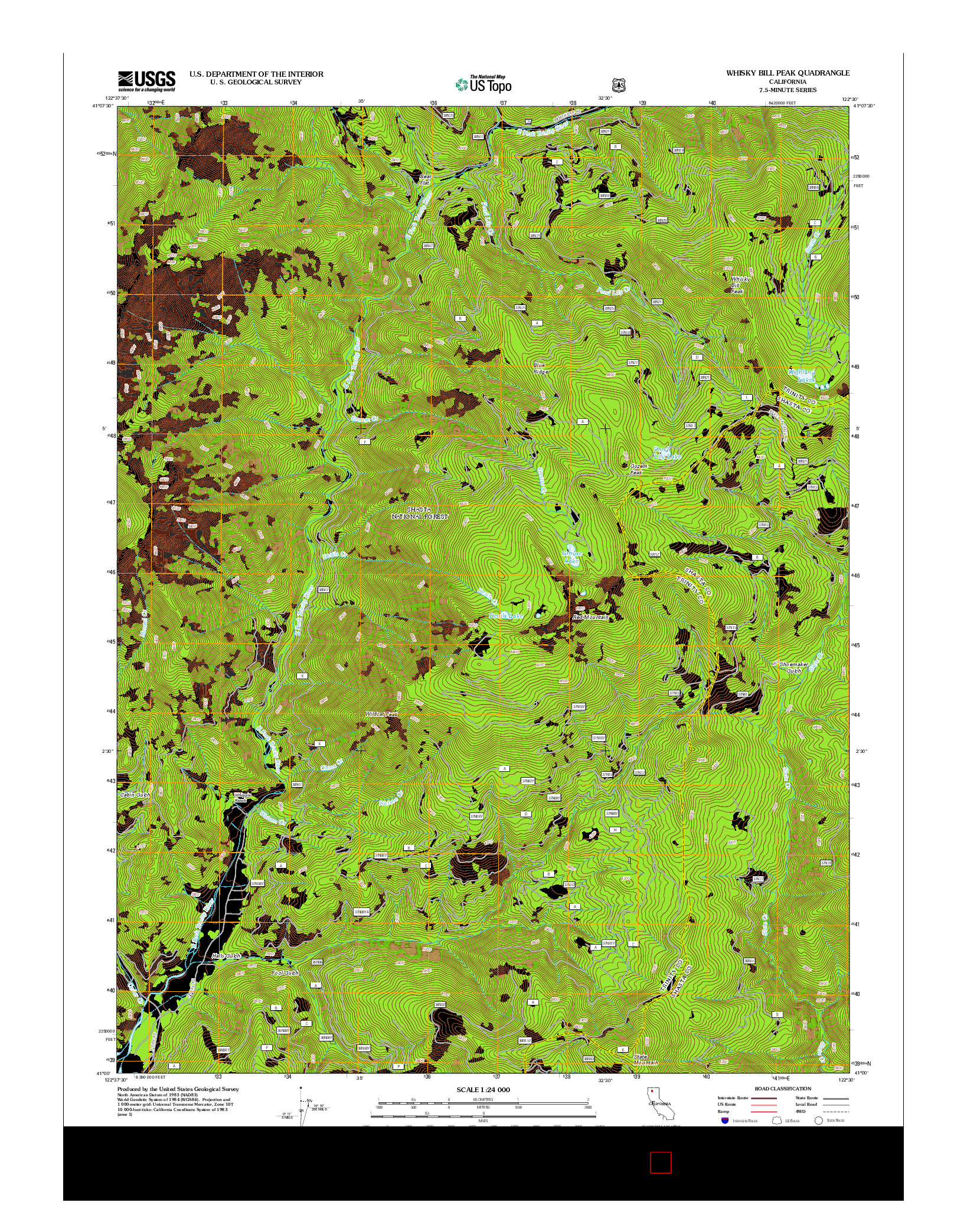 USGS US TOPO 7.5-MINUTE MAP FOR WHISKY BILL PEAK, CA 2012