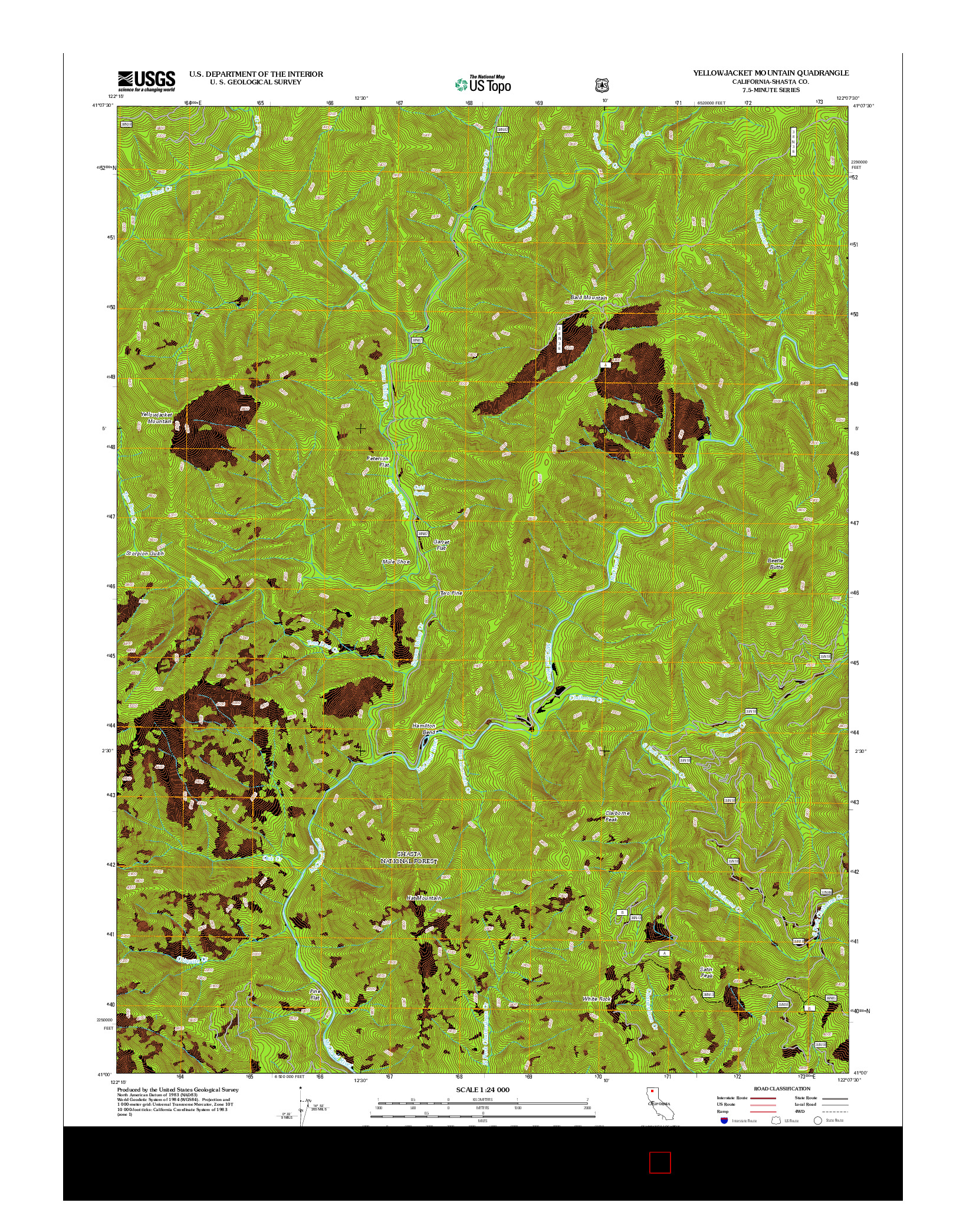 USGS US TOPO 7.5-MINUTE MAP FOR YELLOWJACKET MOUNTAIN, CA 2012