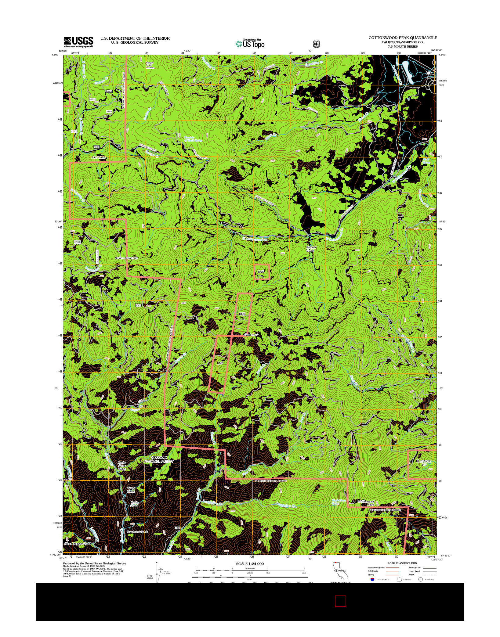 USGS US TOPO 7.5-MINUTE MAP FOR COTTONWOOD PEAK, CA 2012