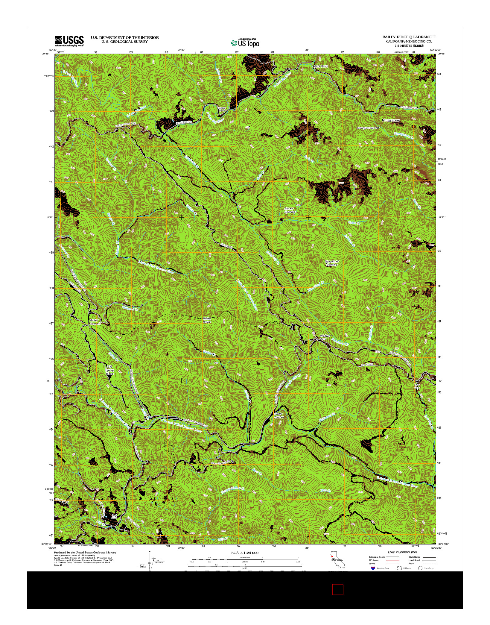 USGS US TOPO 7.5-MINUTE MAP FOR BAILEY RIDGE, CA 2012