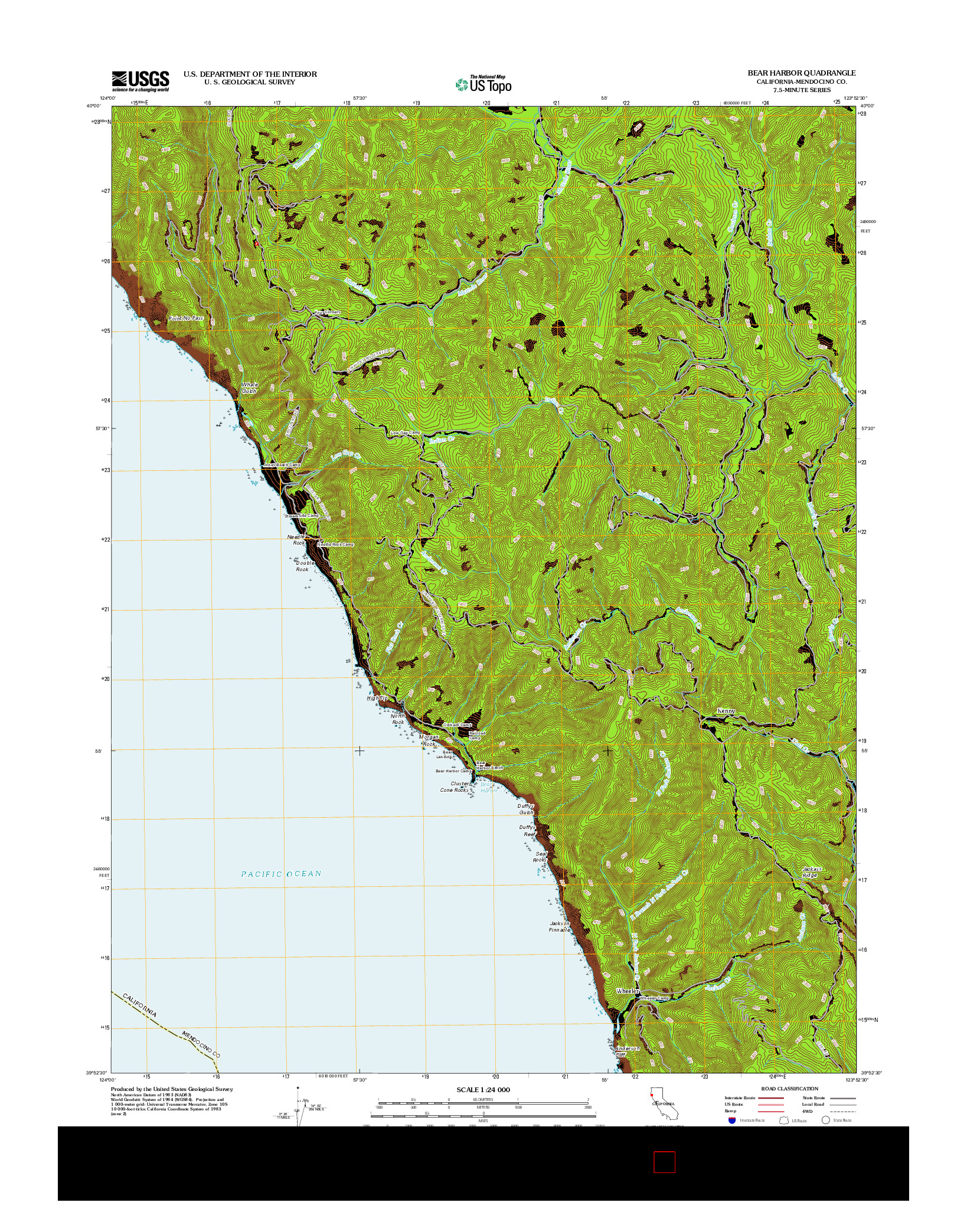 USGS US TOPO 7.5-MINUTE MAP FOR BEAR HARBOR, CA 2012