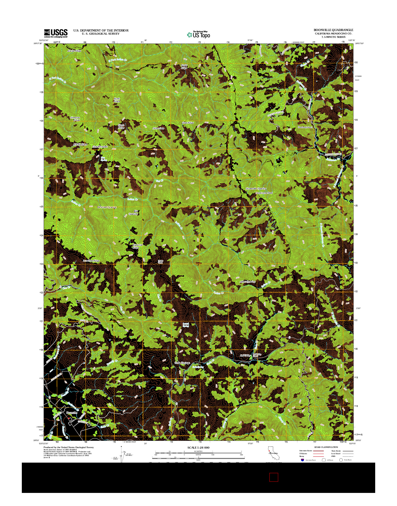 USGS US TOPO 7.5-MINUTE MAP FOR BOONVILLE, CA 2012