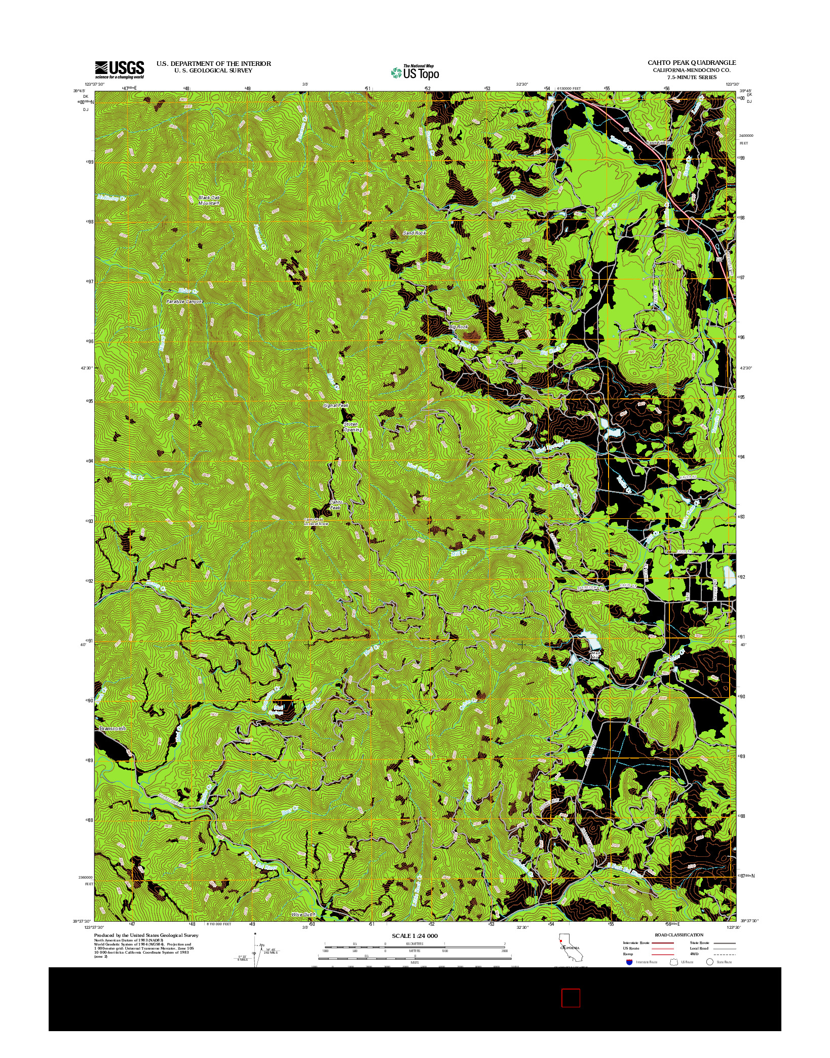 USGS US TOPO 7.5-MINUTE MAP FOR CAHTO PEAK, CA 2012