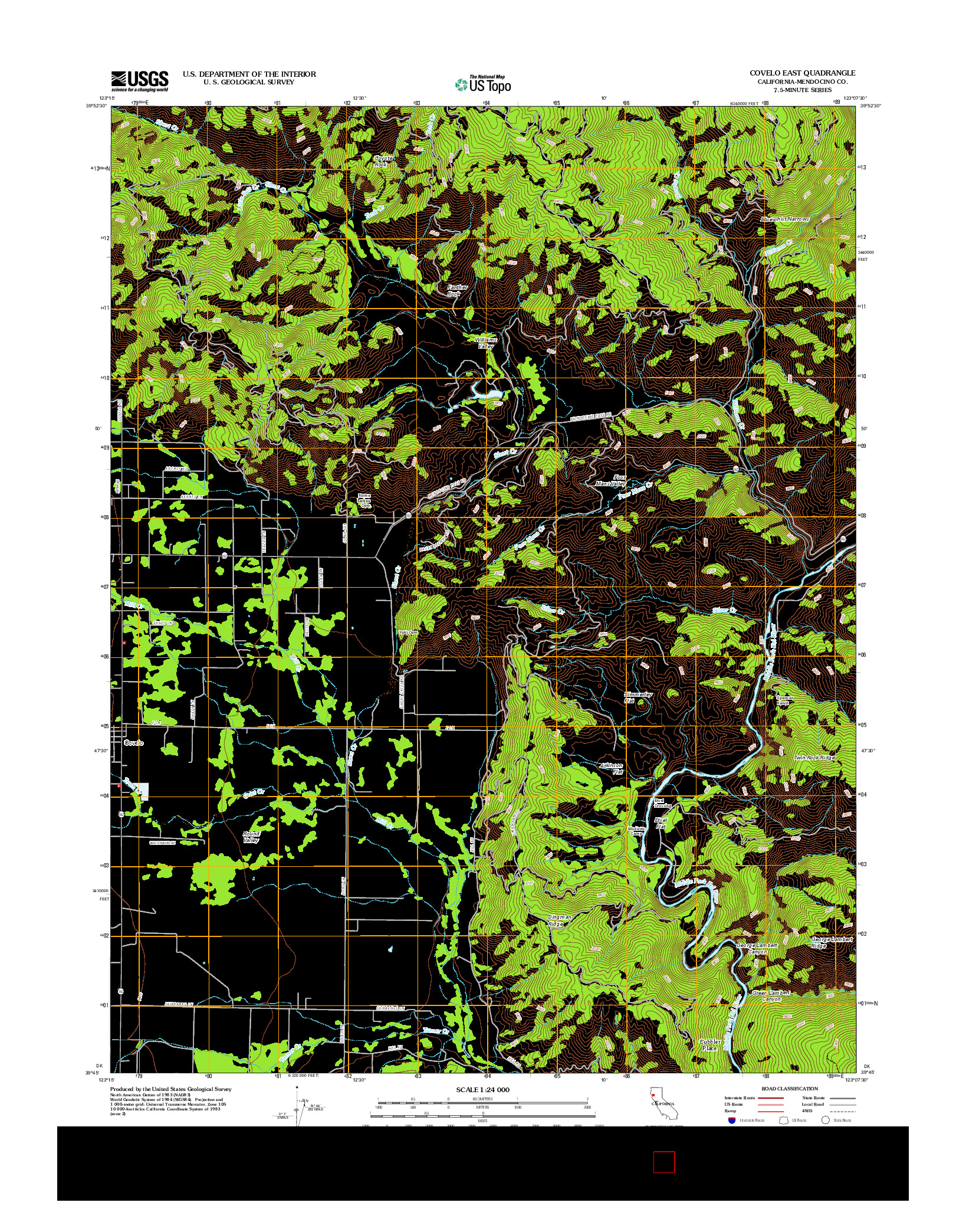 USGS US TOPO 7.5-MINUTE MAP FOR COVELO EAST, CA 2012