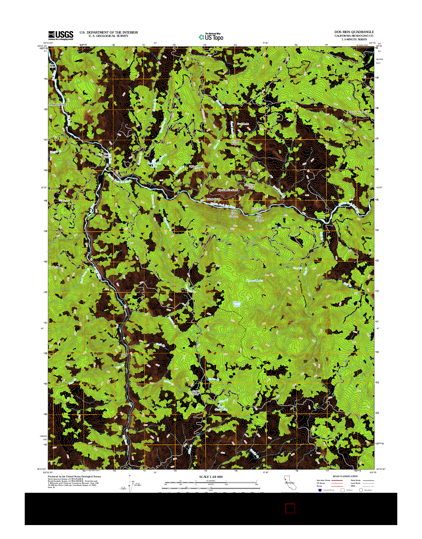 USGS US TOPO 7.5-MINUTE MAP FOR DOS RIOS, CA 2012