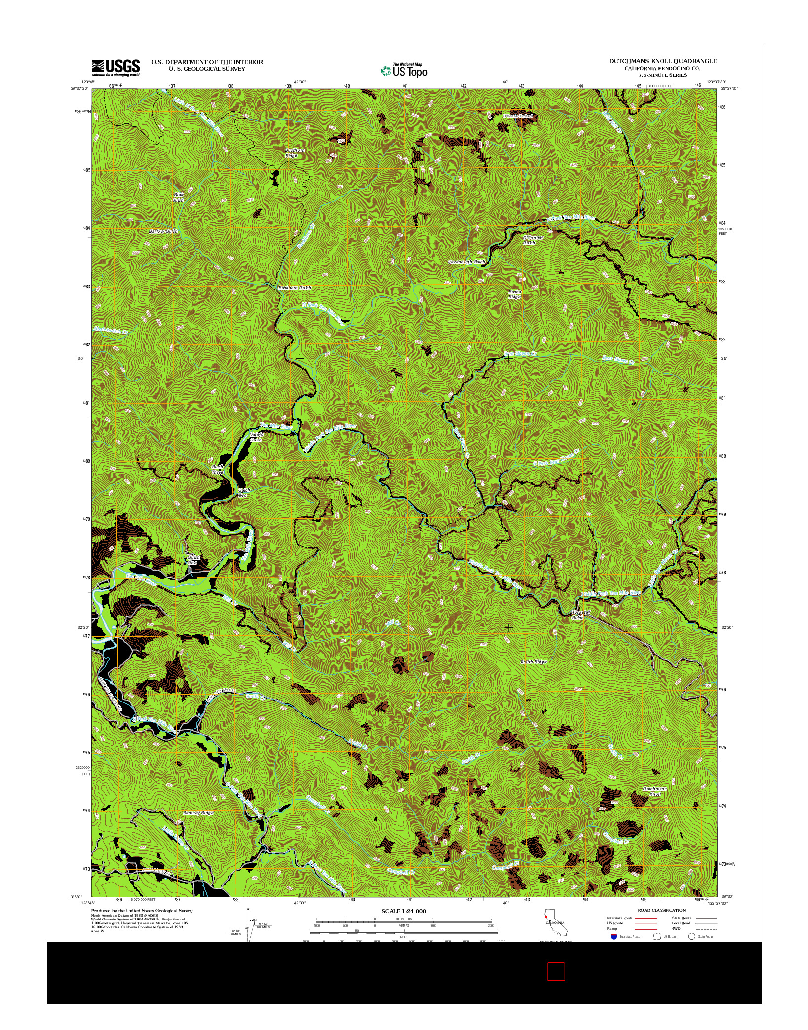 USGS US TOPO 7.5-MINUTE MAP FOR DUTCHMANS KNOLL, CA 2012