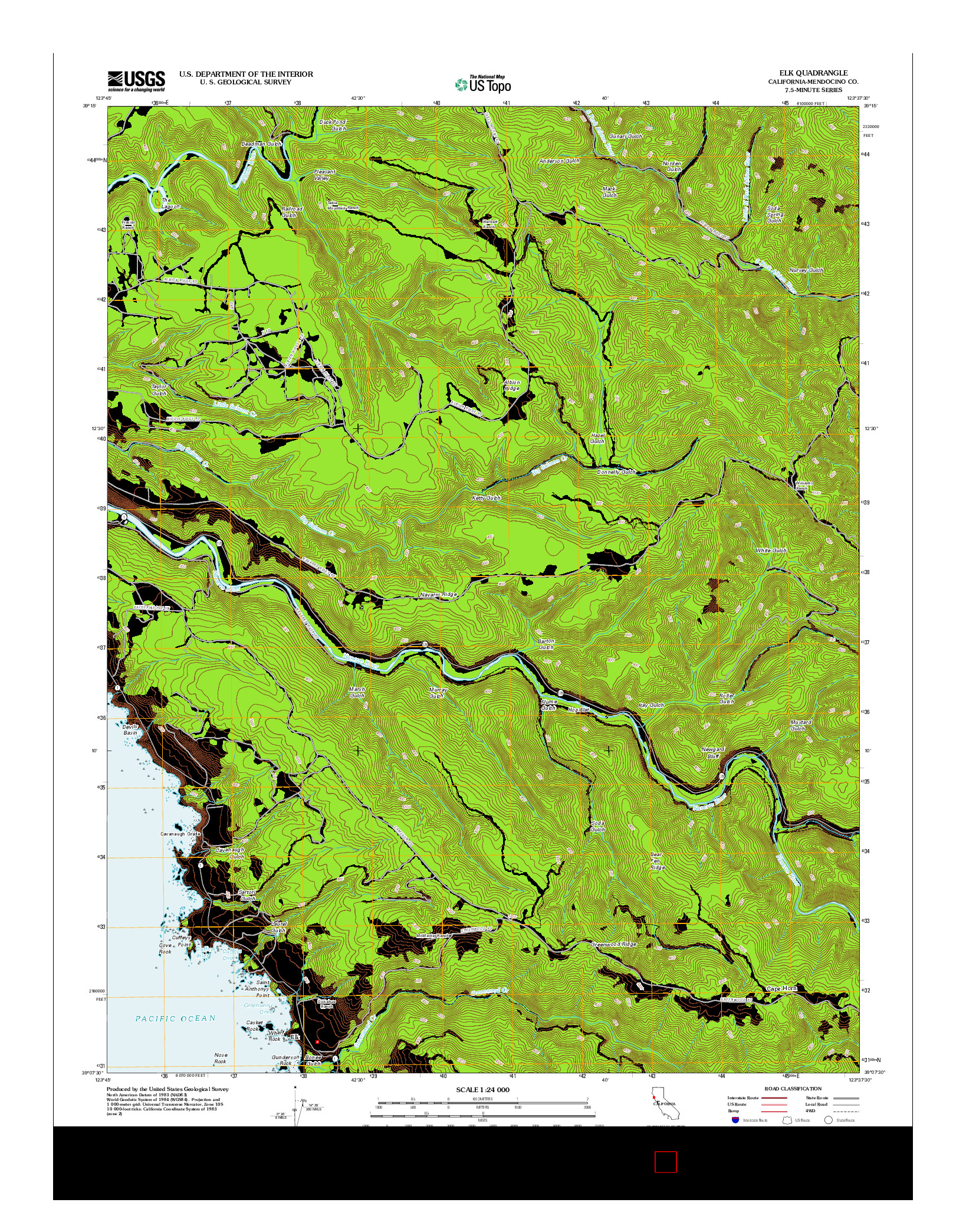 USGS US TOPO 7.5-MINUTE MAP FOR ELK, CA 2012