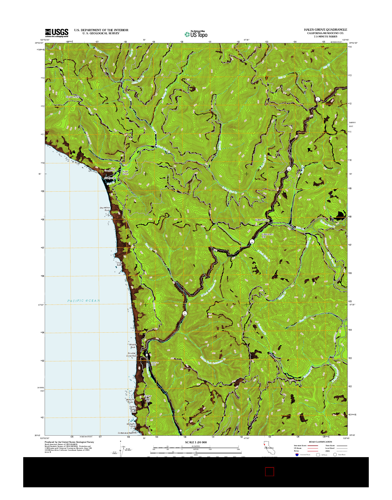 USGS US TOPO 7.5-MINUTE MAP FOR HALES GROVE, CA 2012