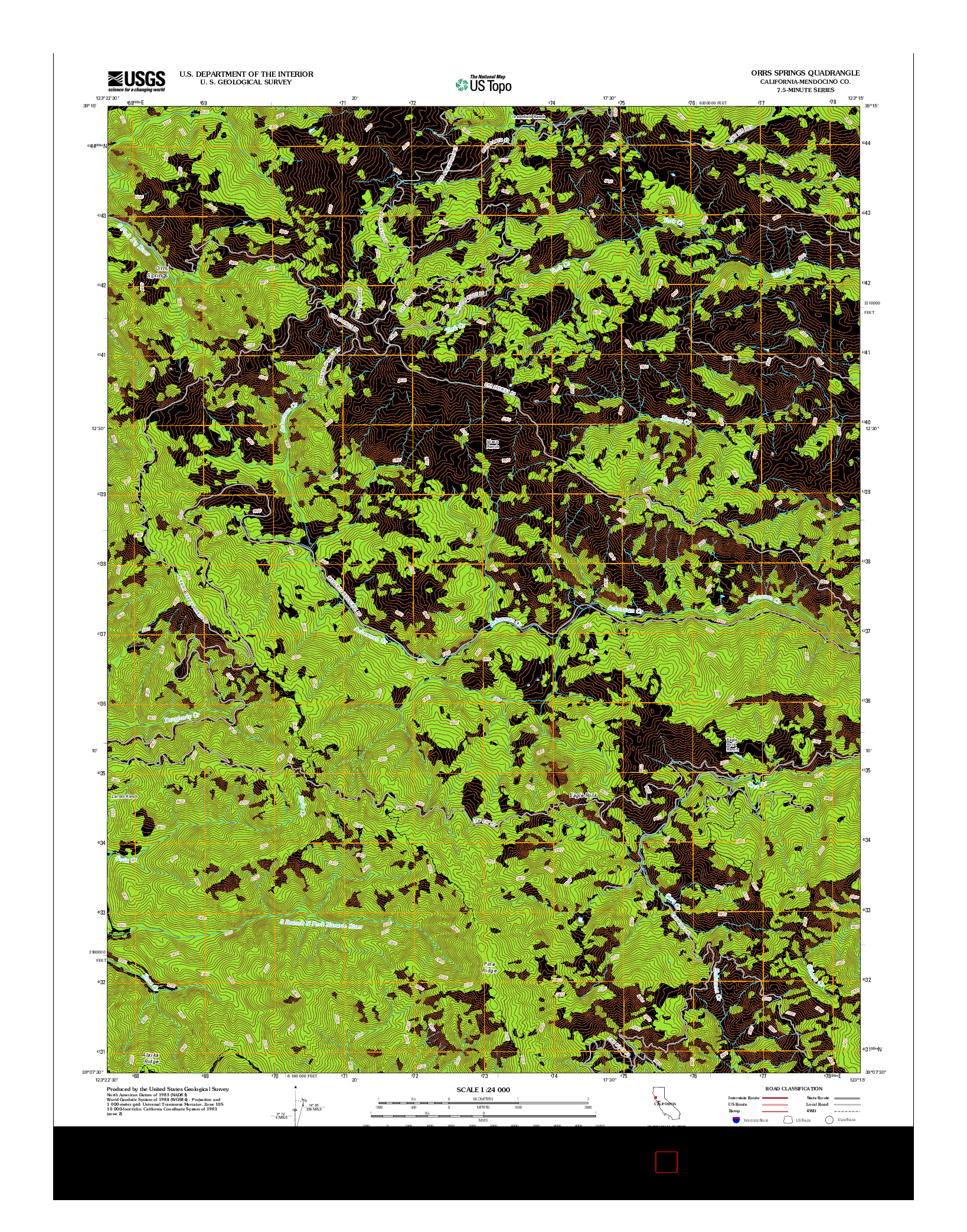 USGS US TOPO 7.5-MINUTE MAP FOR ORRS SPRINGS, CA 2012