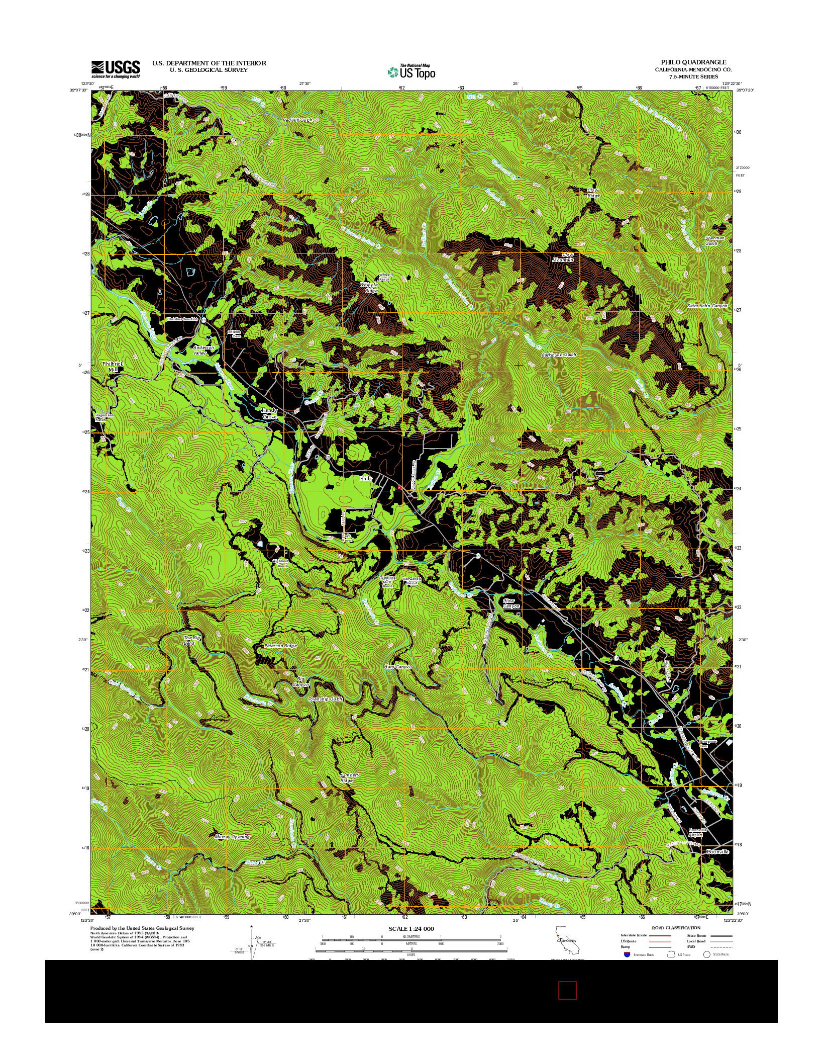 USGS US TOPO 7.5-MINUTE MAP FOR PHILO, CA 2012