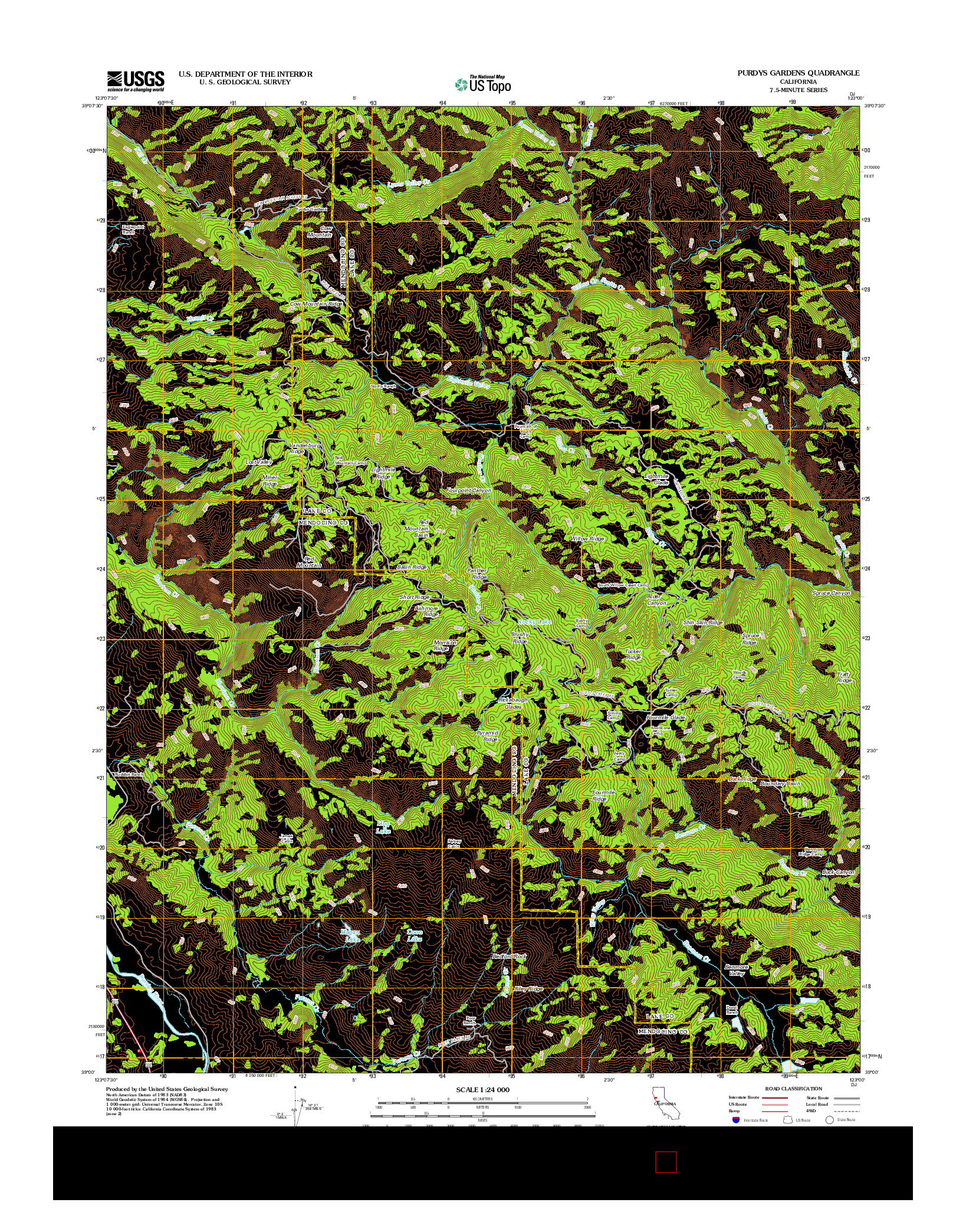 USGS US TOPO 7.5-MINUTE MAP FOR PURDYS GARDENS, CA 2012