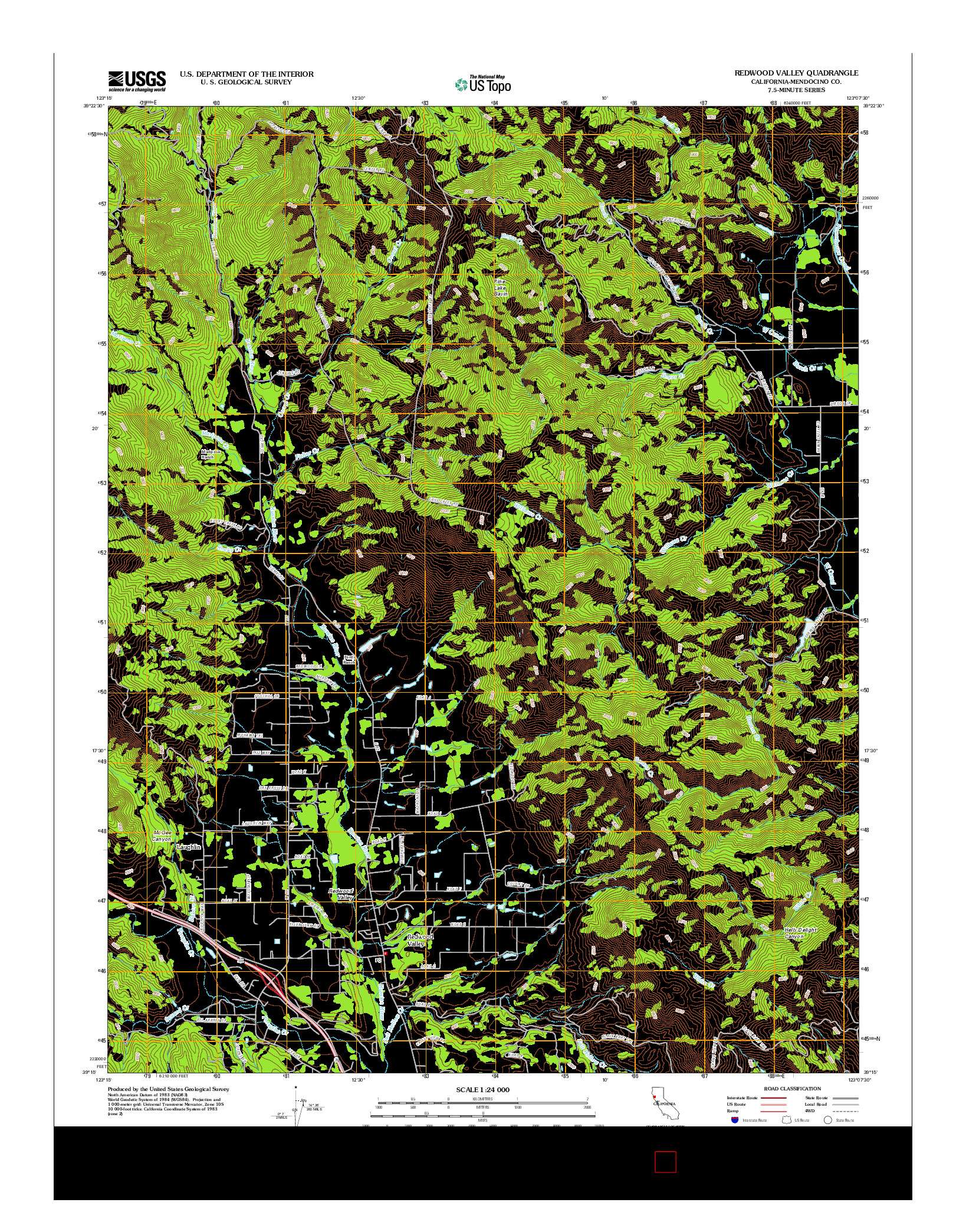 USGS US TOPO 7.5-MINUTE MAP FOR REDWOOD VALLEY, CA 2012