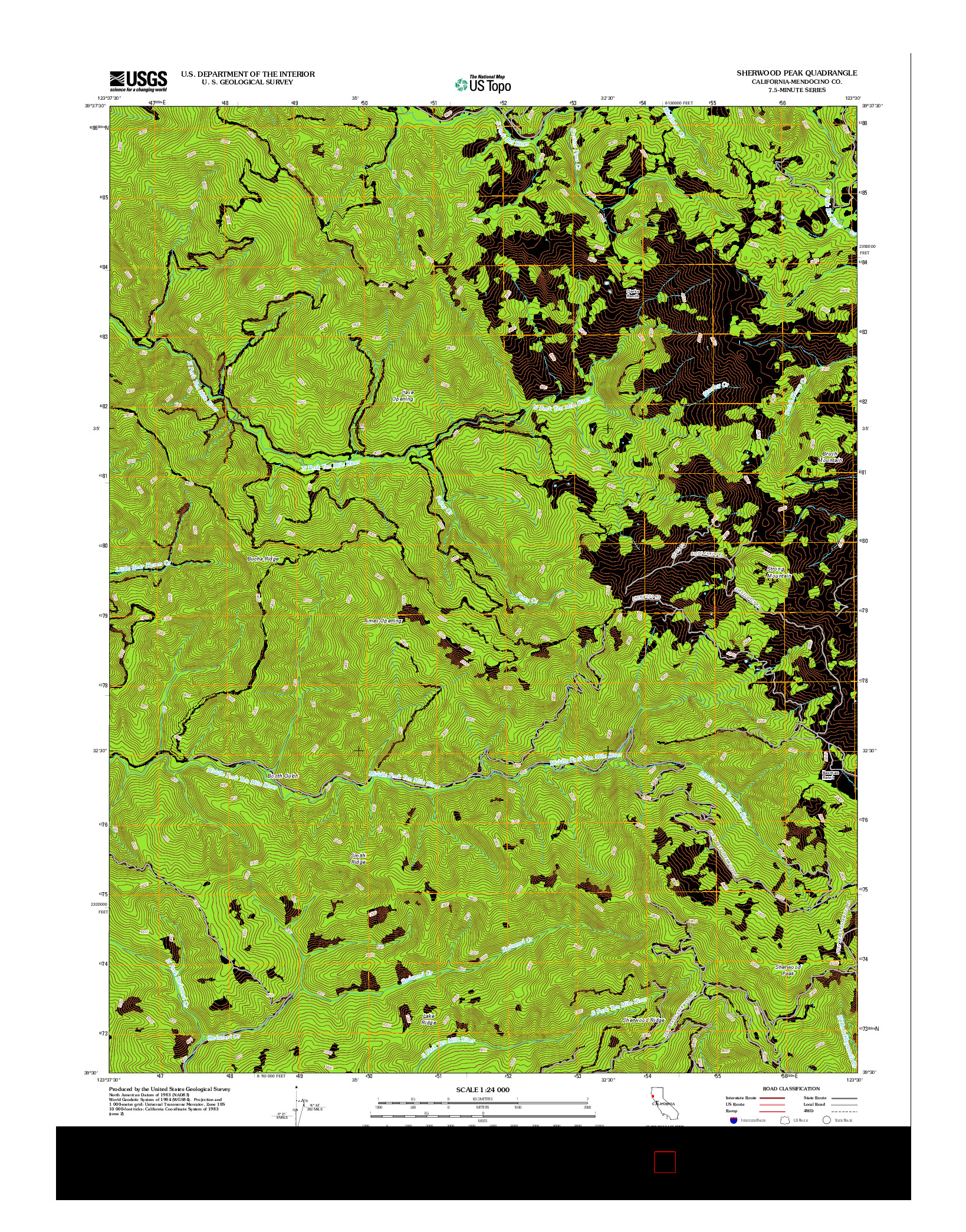 USGS US TOPO 7.5-MINUTE MAP FOR SHERWOOD PEAK, CA 2012